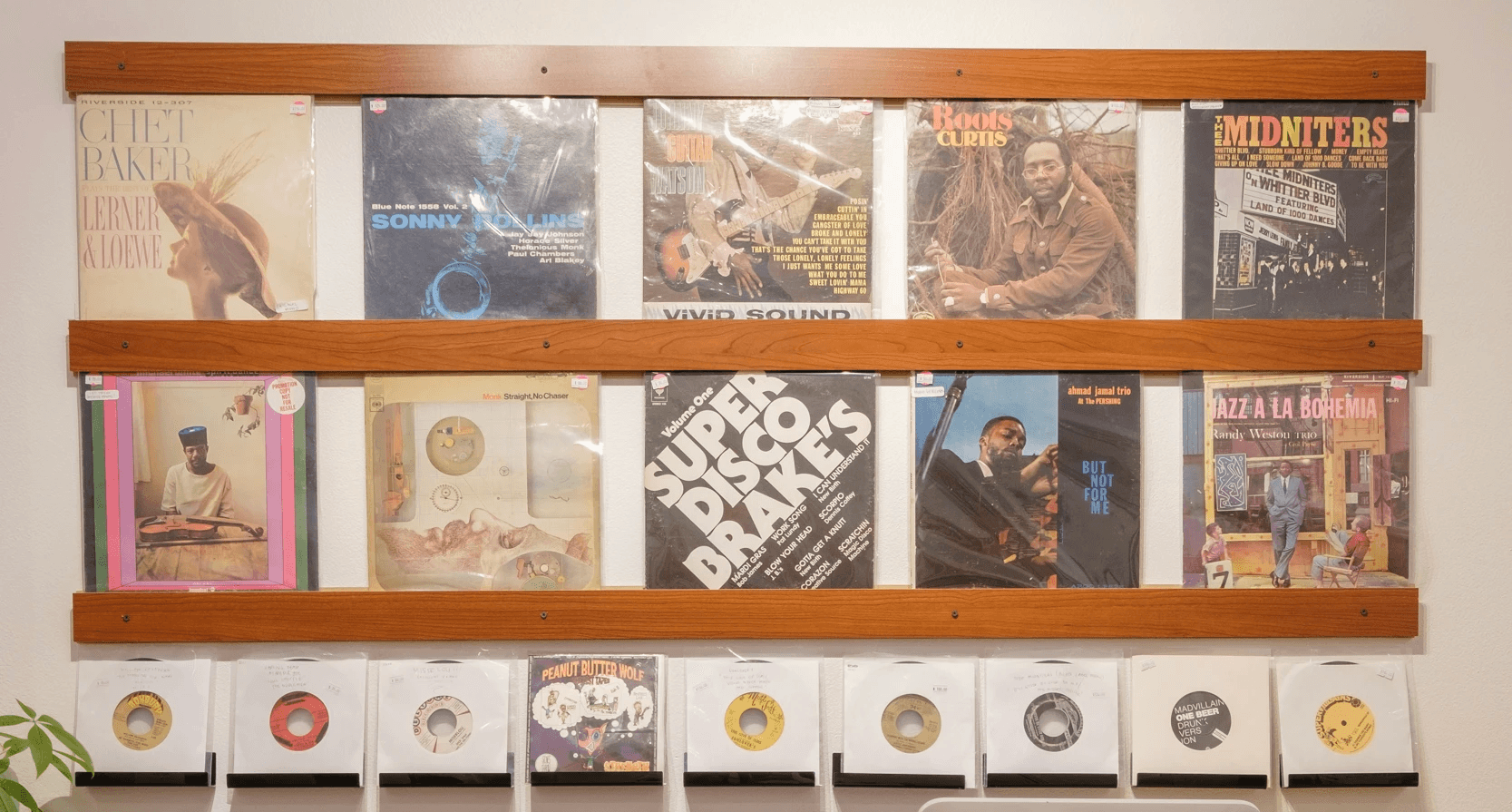 image of special wall of LPs 45s