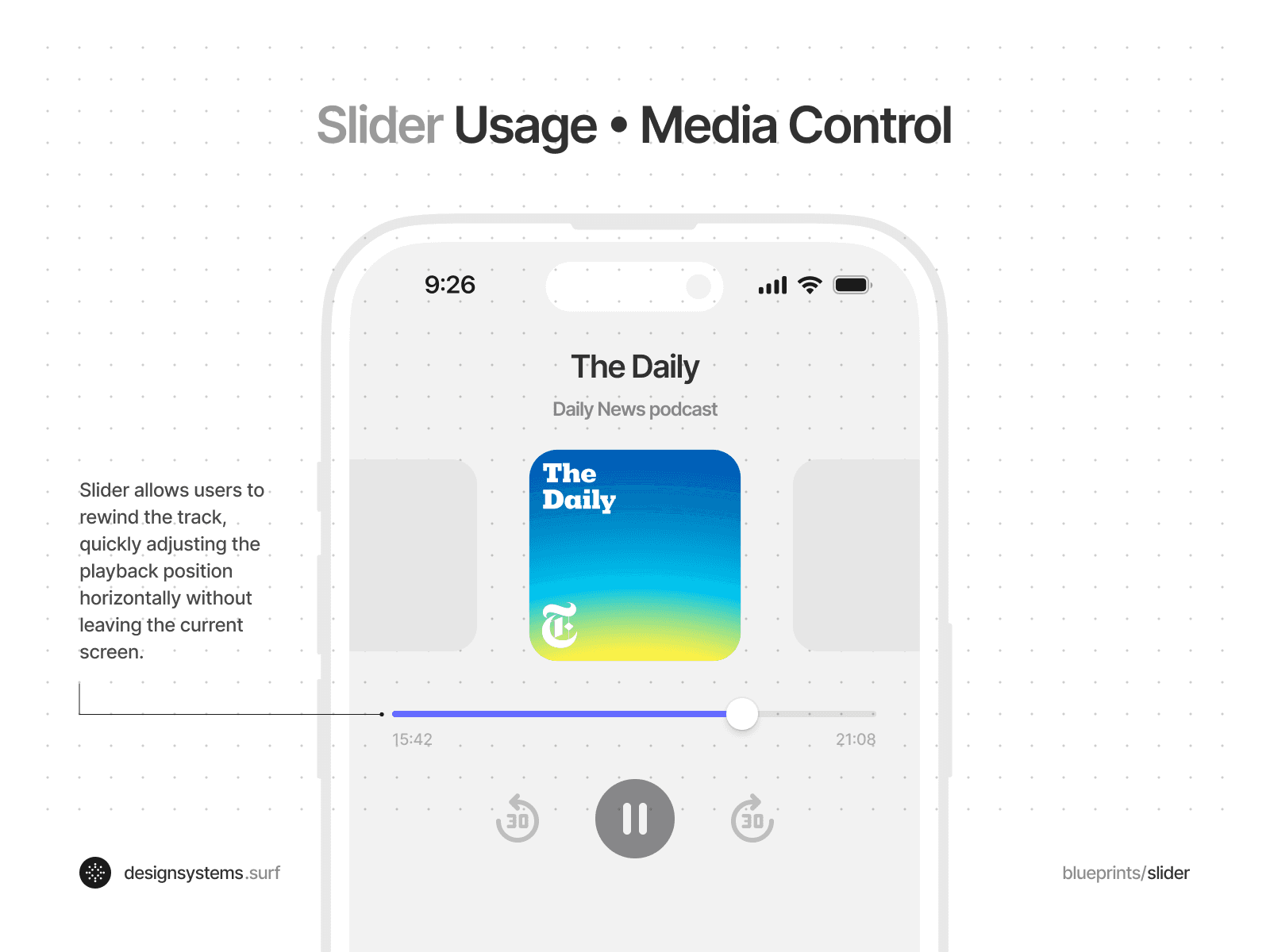 Slider component UI Design Usage example Media control