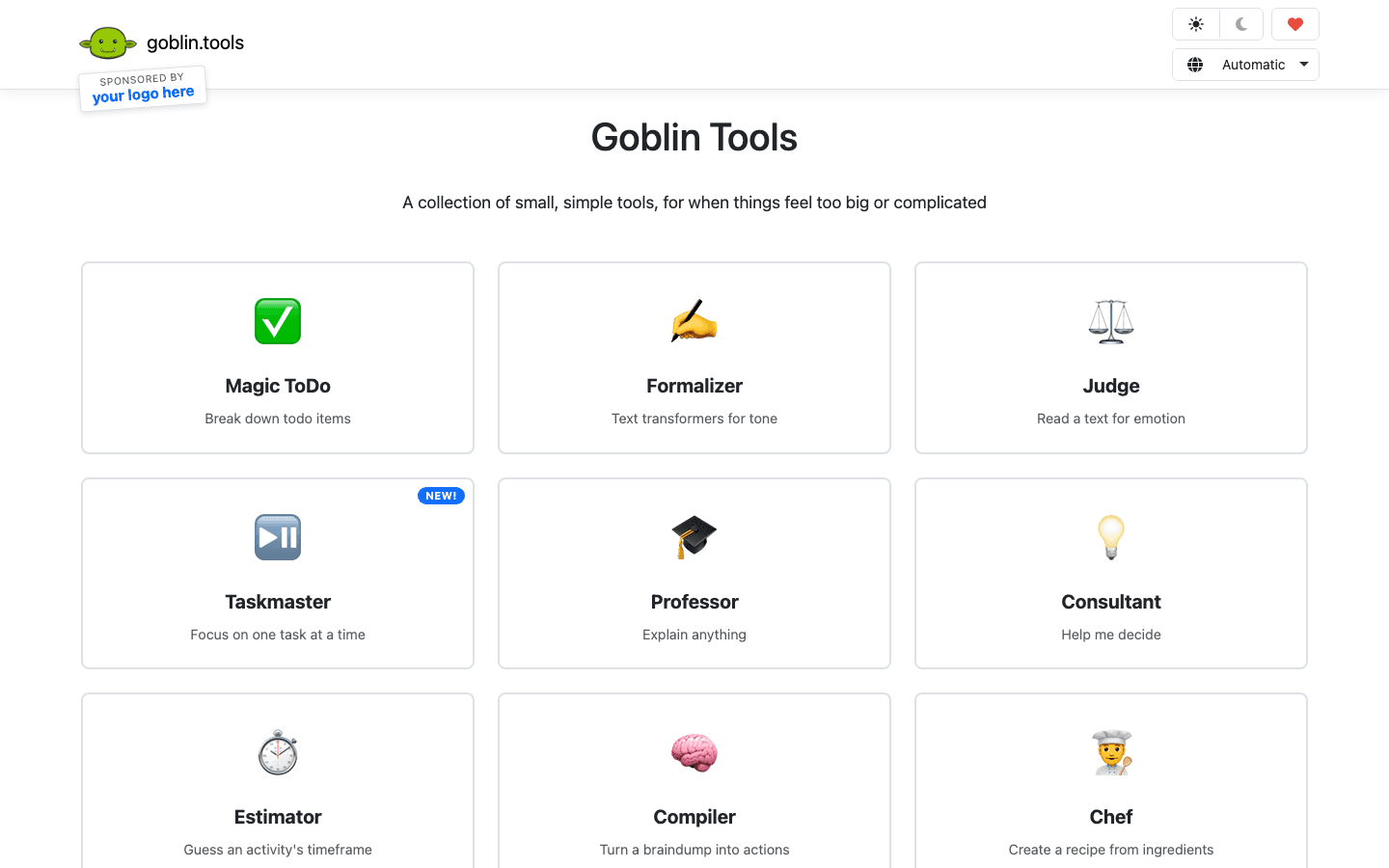 Goblin Tools website - ADHD task breakdown