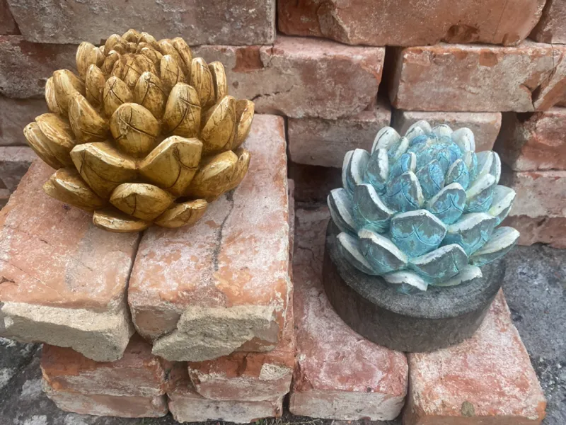 2 different finished sedum sculptures