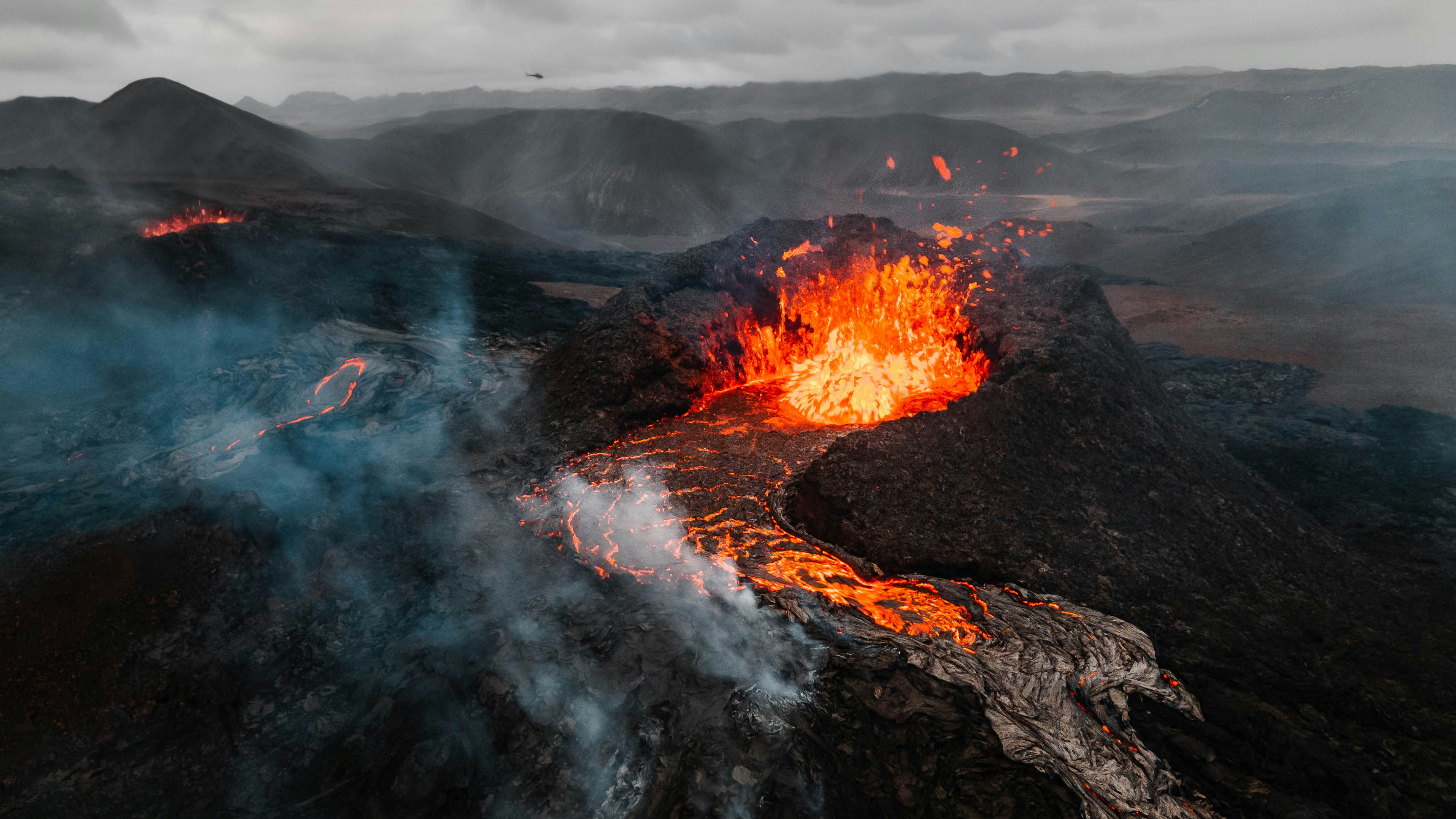 a lava flow in the middle of a mountain