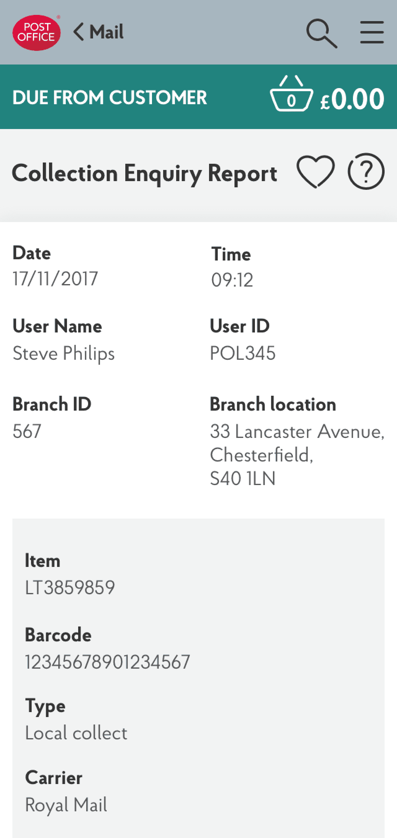 Sample EPOS mobile screenshot