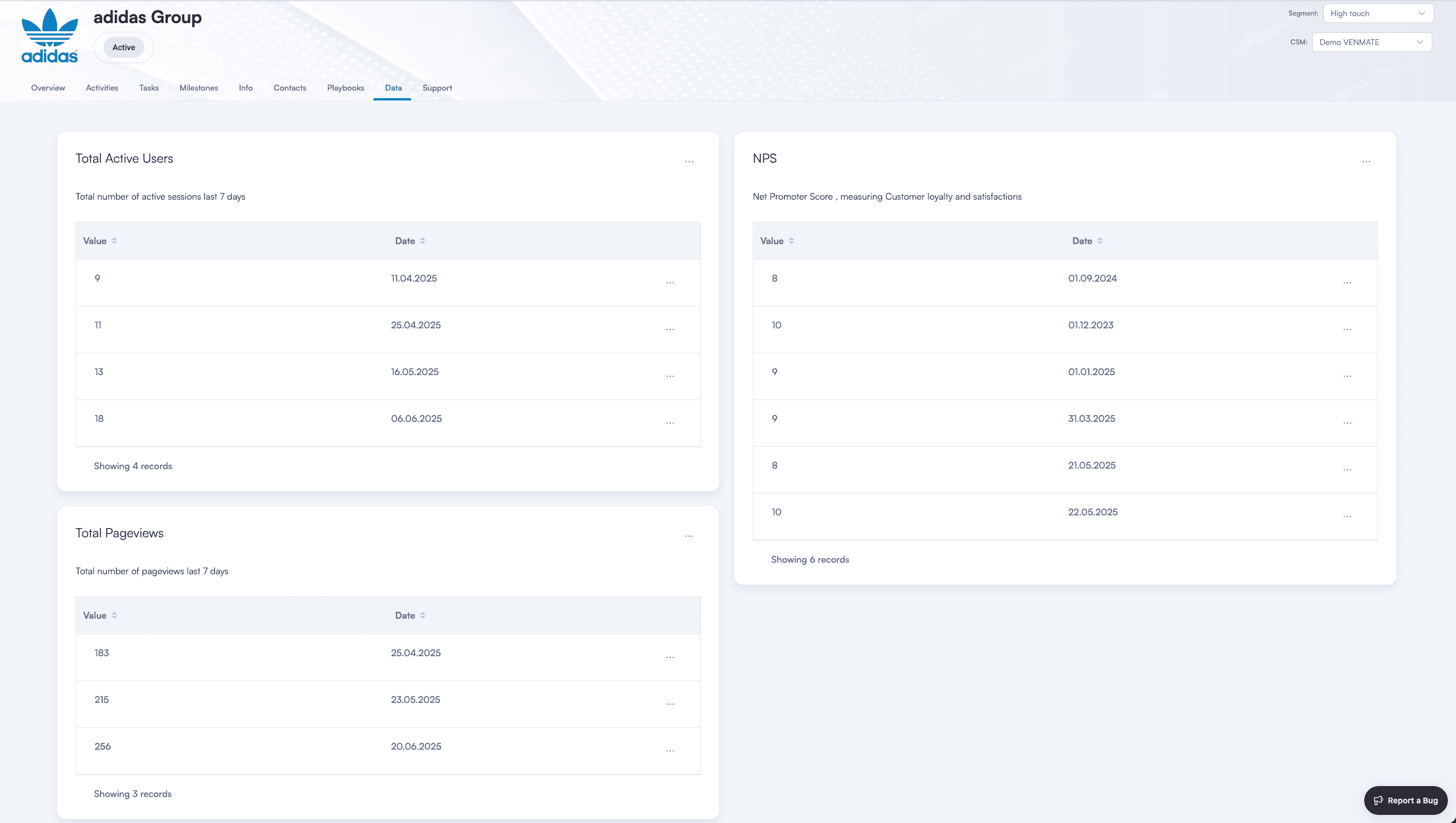 VENMATE Feature for Product usage & survey data