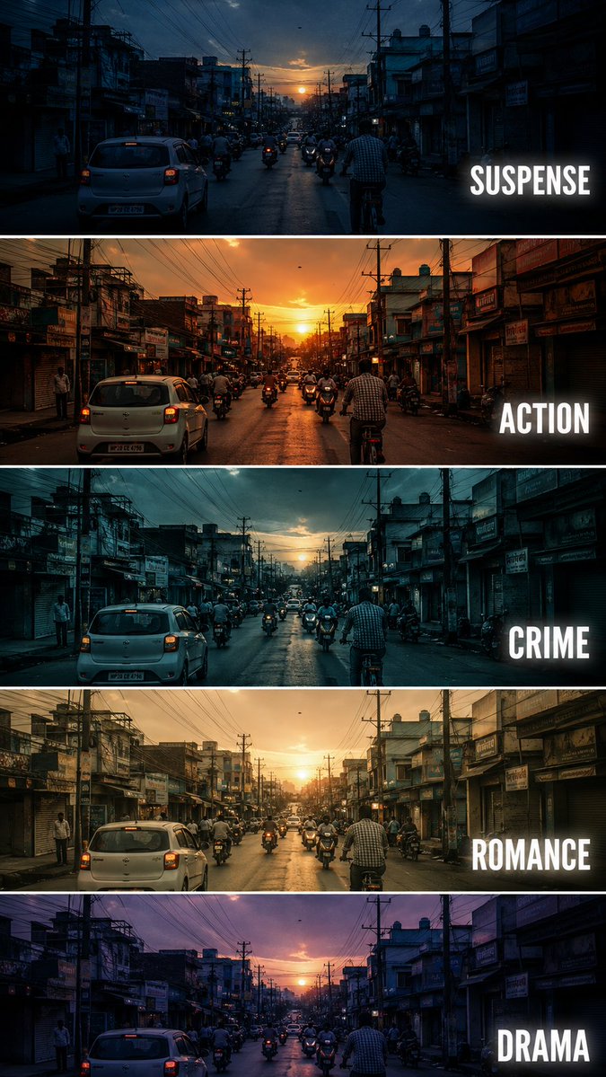 Cinematic Film Genre Color Grading Comparison