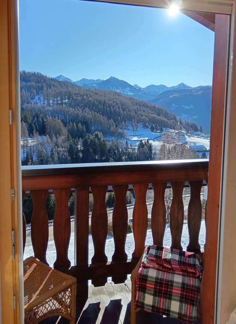 View from the balcony of the apartment over the village of Anterivo