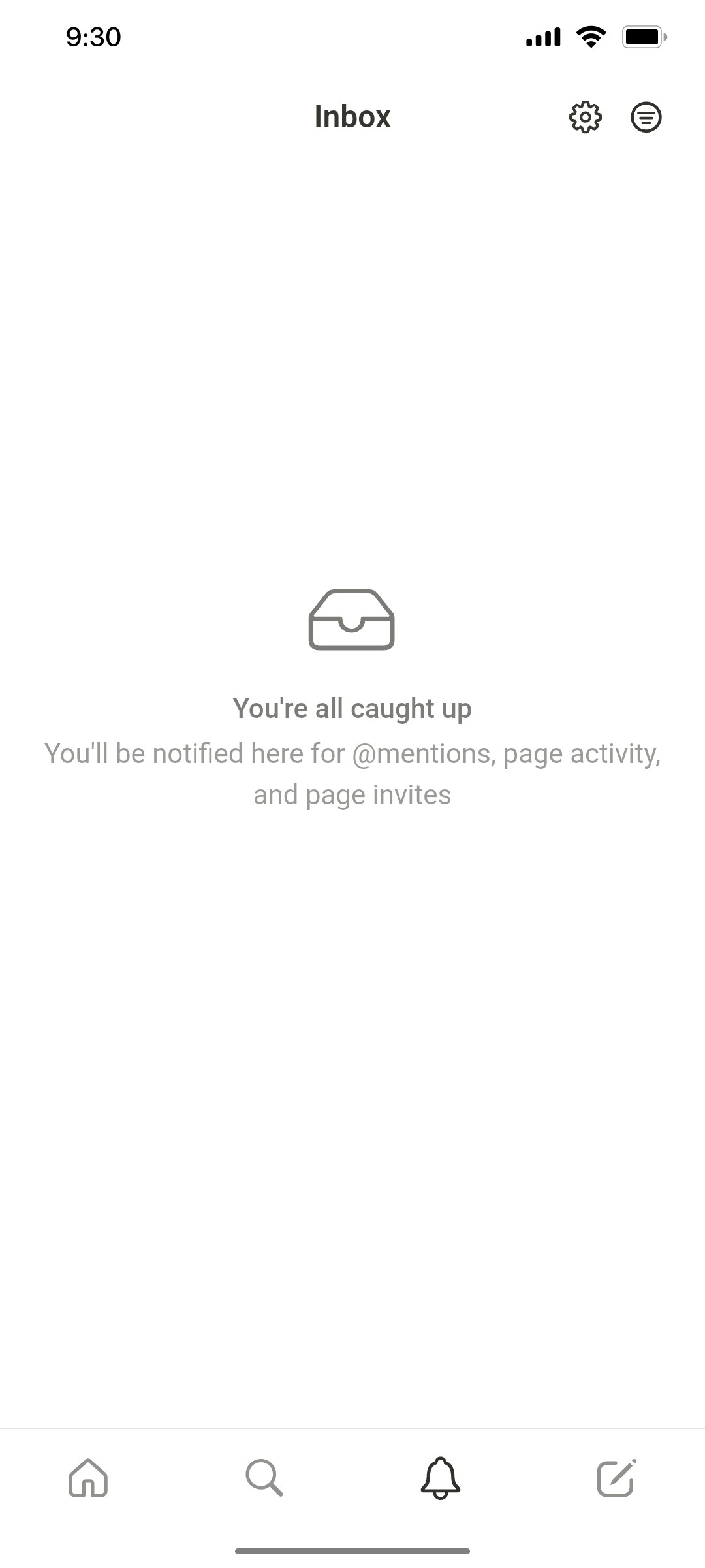 Notion App Inbox Screen