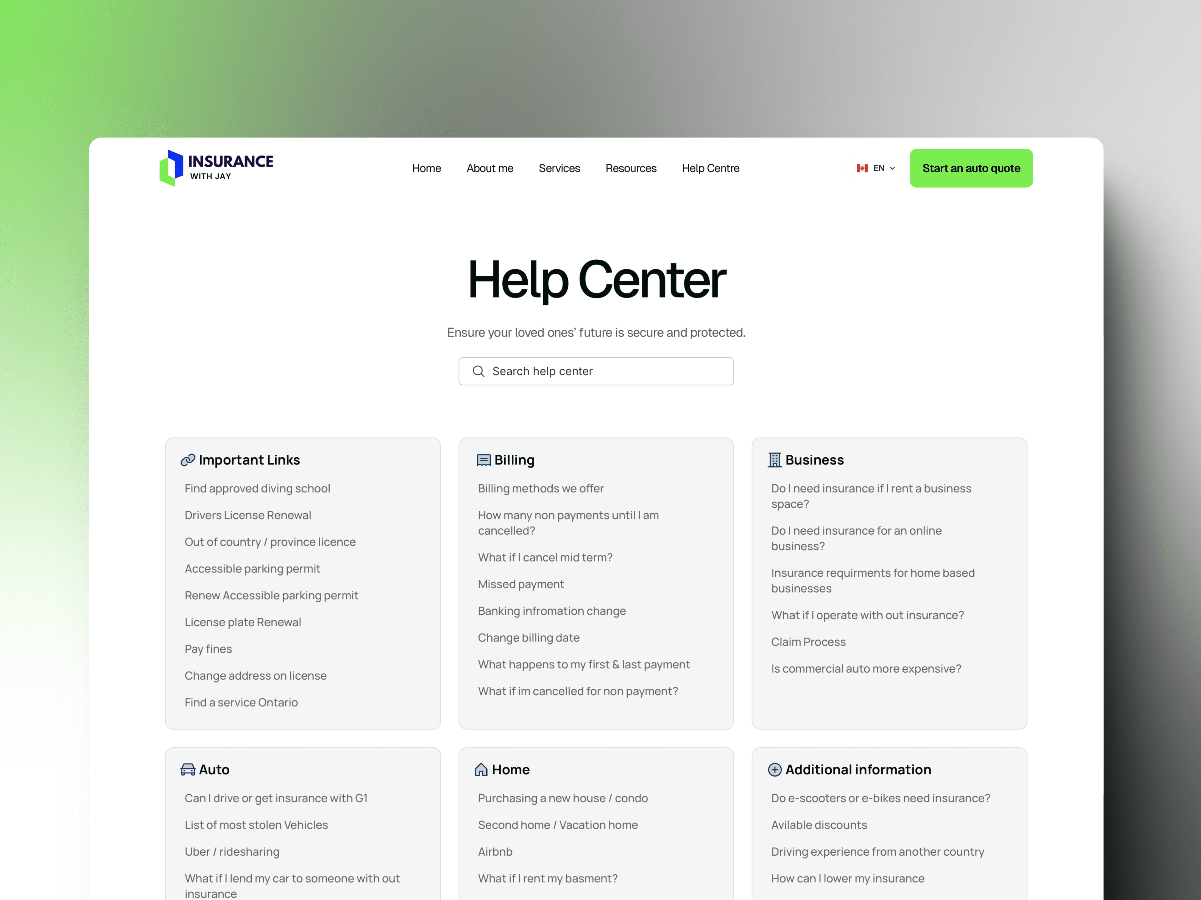 Insurance help centre