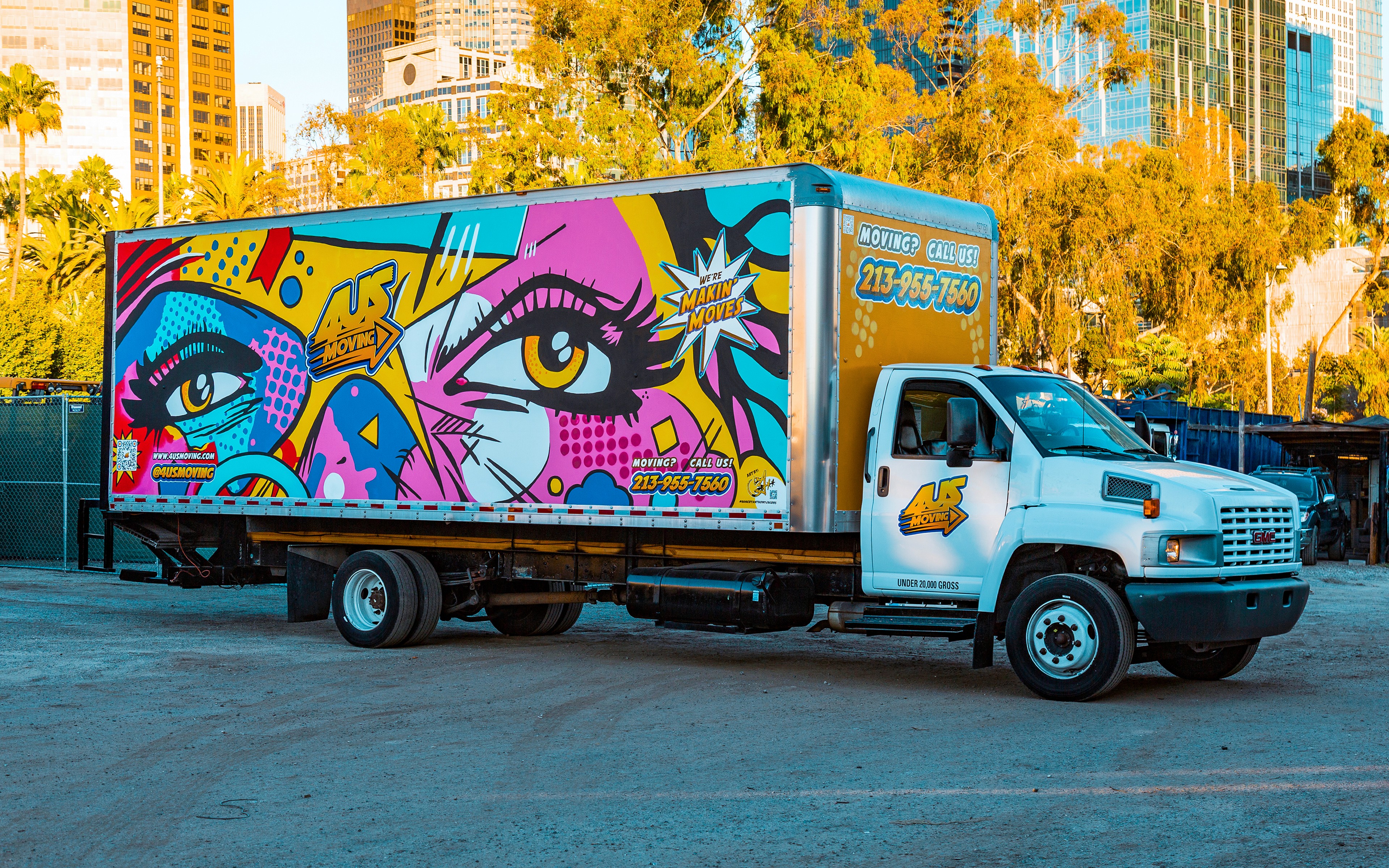 Custom moving truck wrap and fleet design for 4US Moving Los Angeles