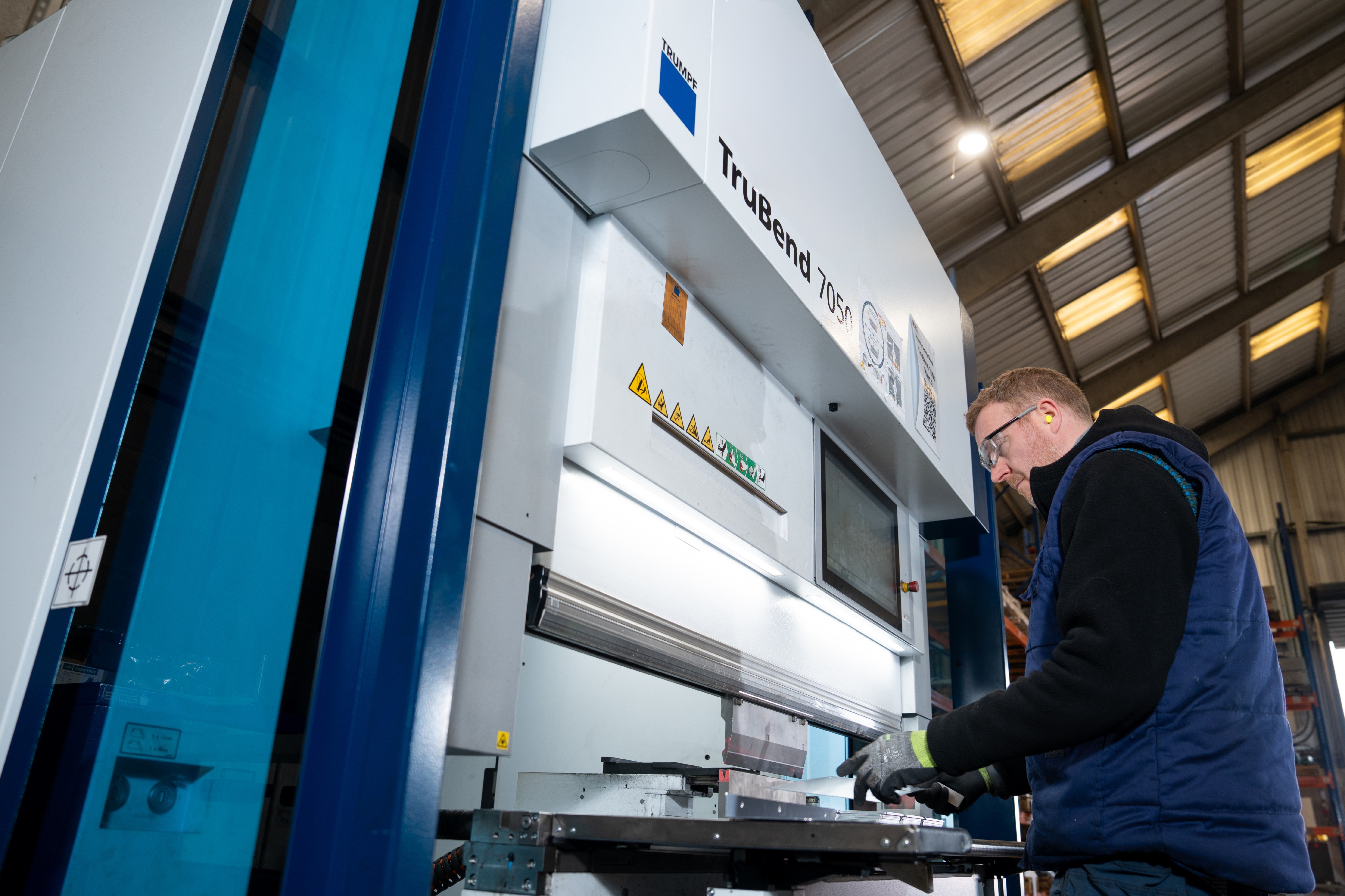 Trumpf TruBend 7050 press brake in operation for precision metal folding.