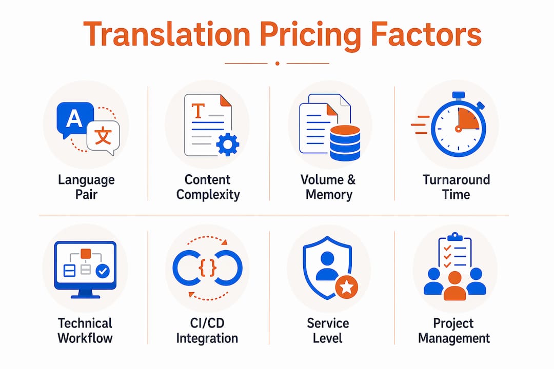 Infographic summarizing translation pricing factors