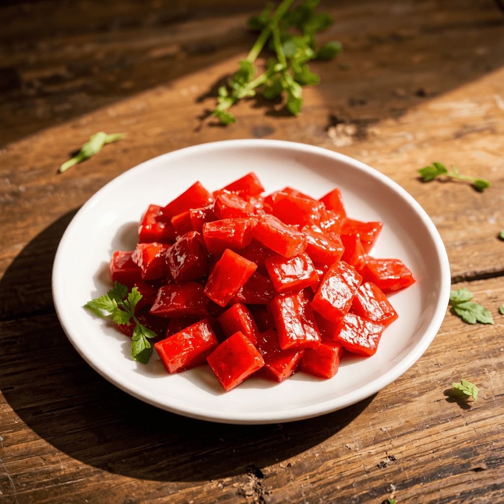 product photography of a plate of fermented vegetables, typically used as a side dish