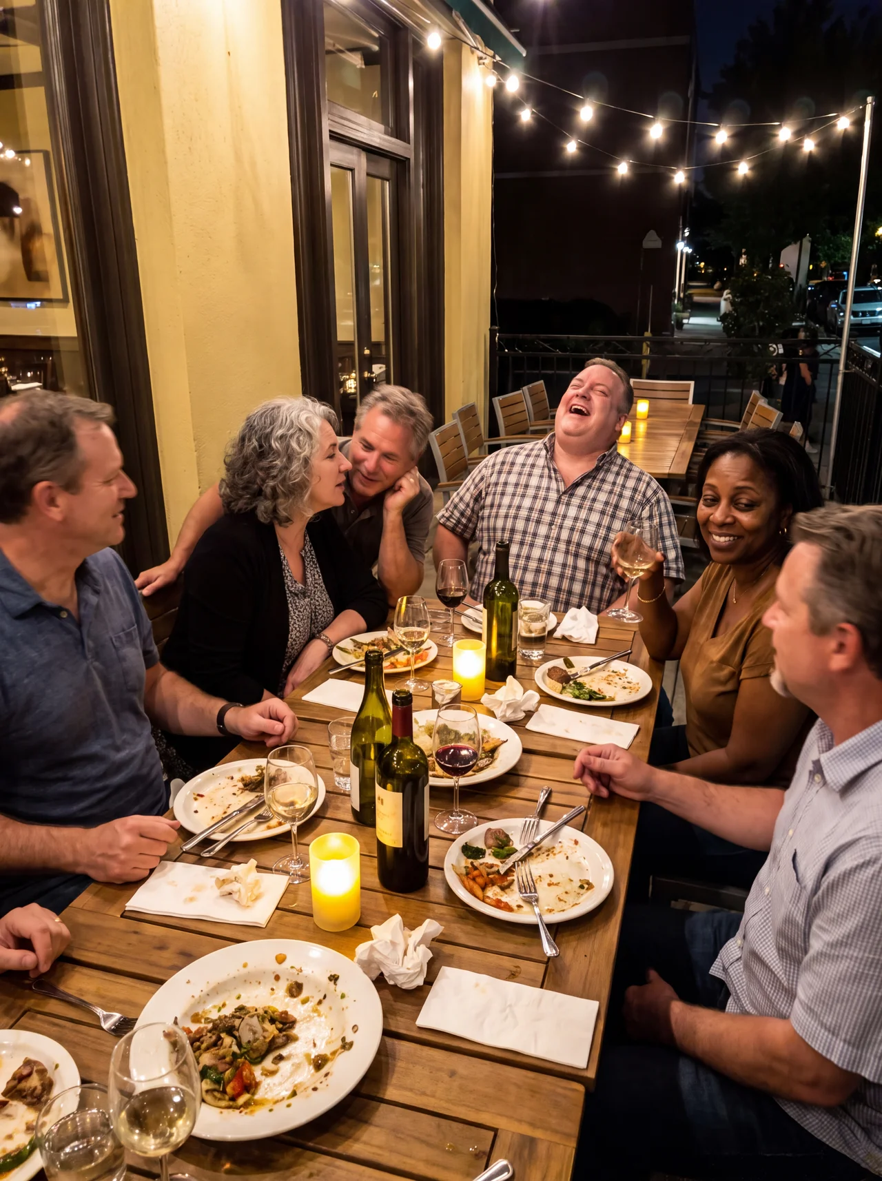 Happy guests at a first dinner