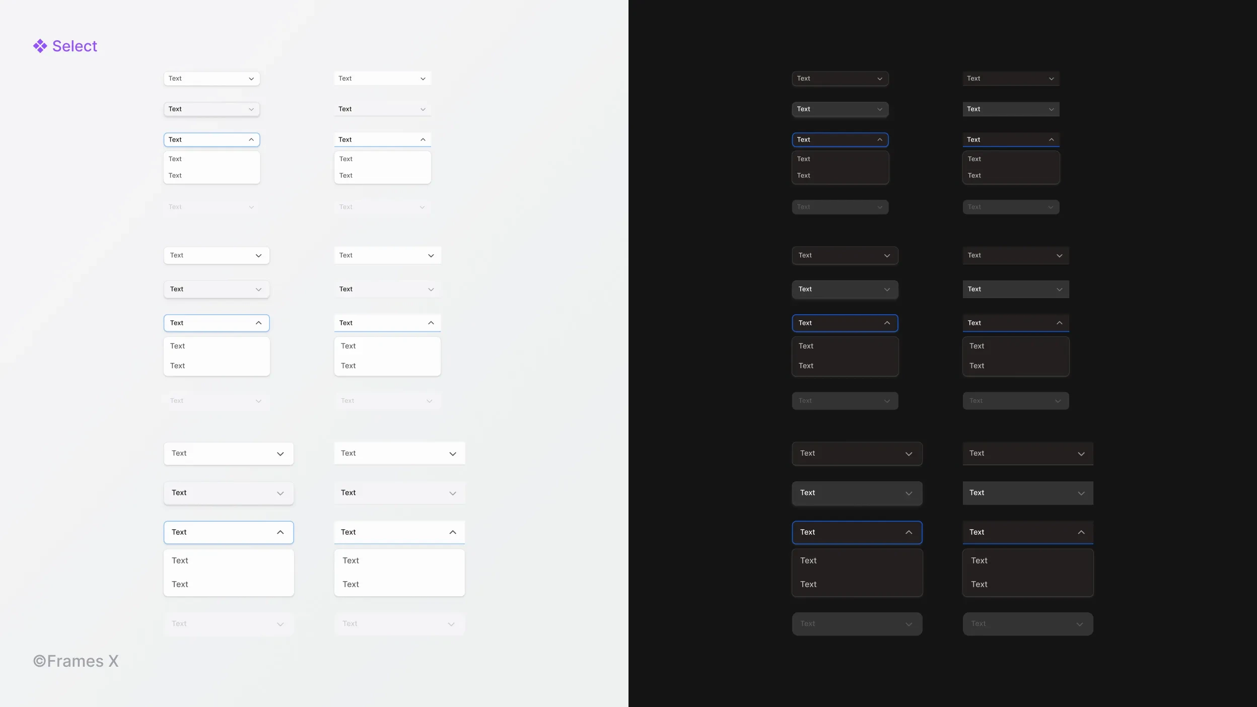 The Select UI dropdown component in Figma