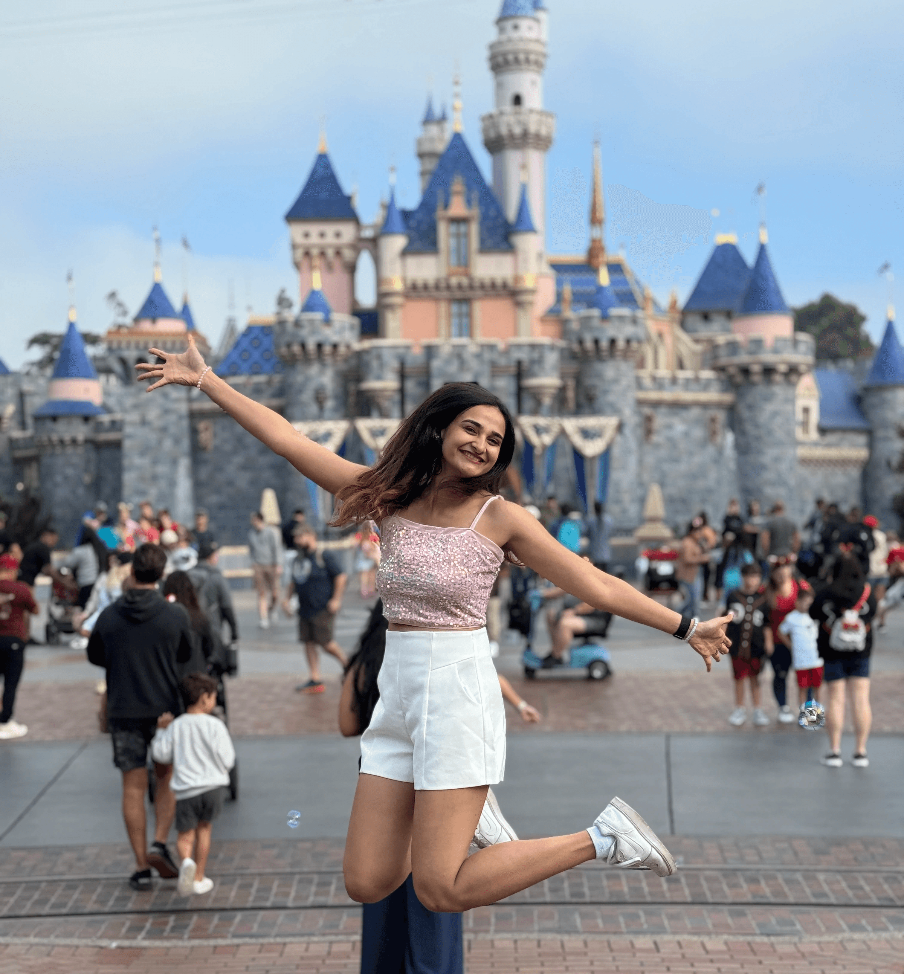 Photo of Ruchika jumping at disneyland