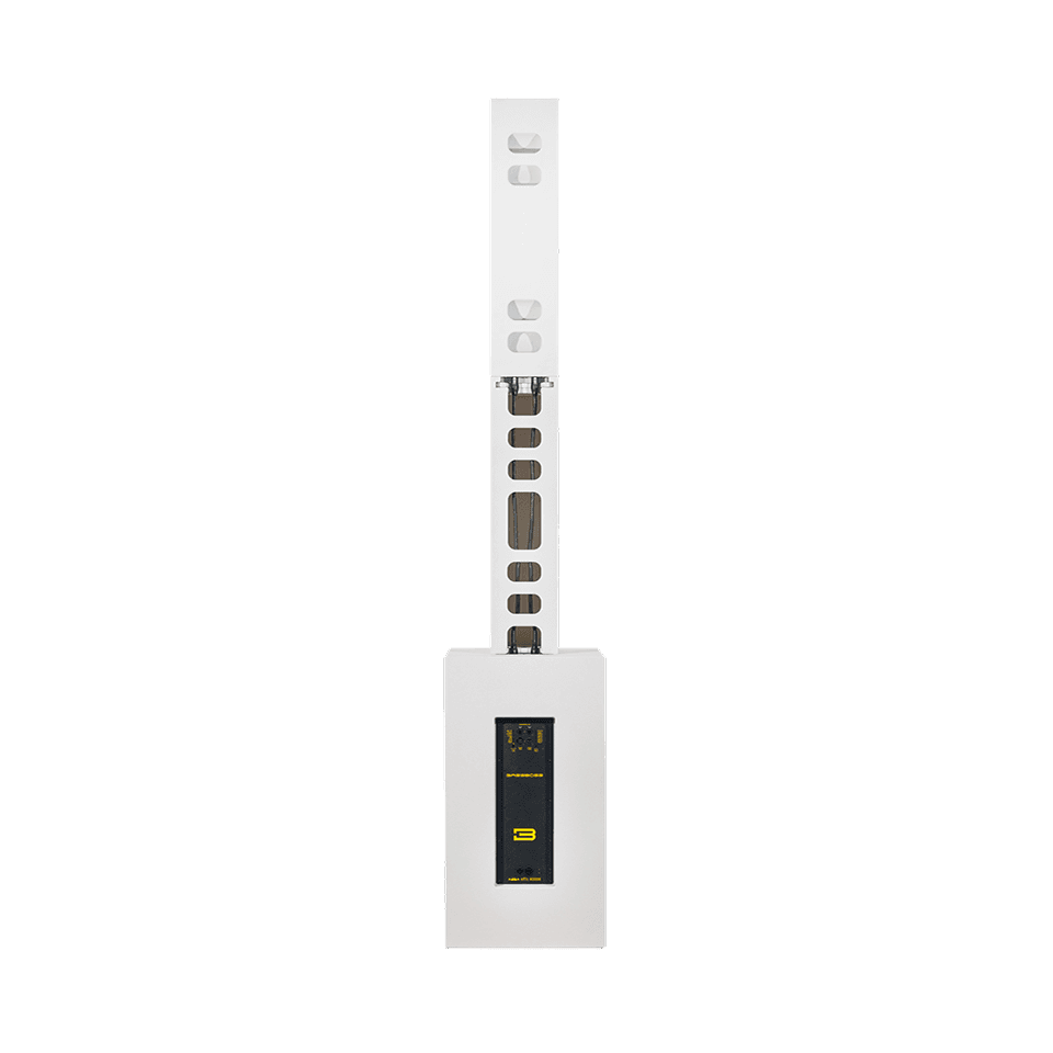 White electronic device with a vertical shaft