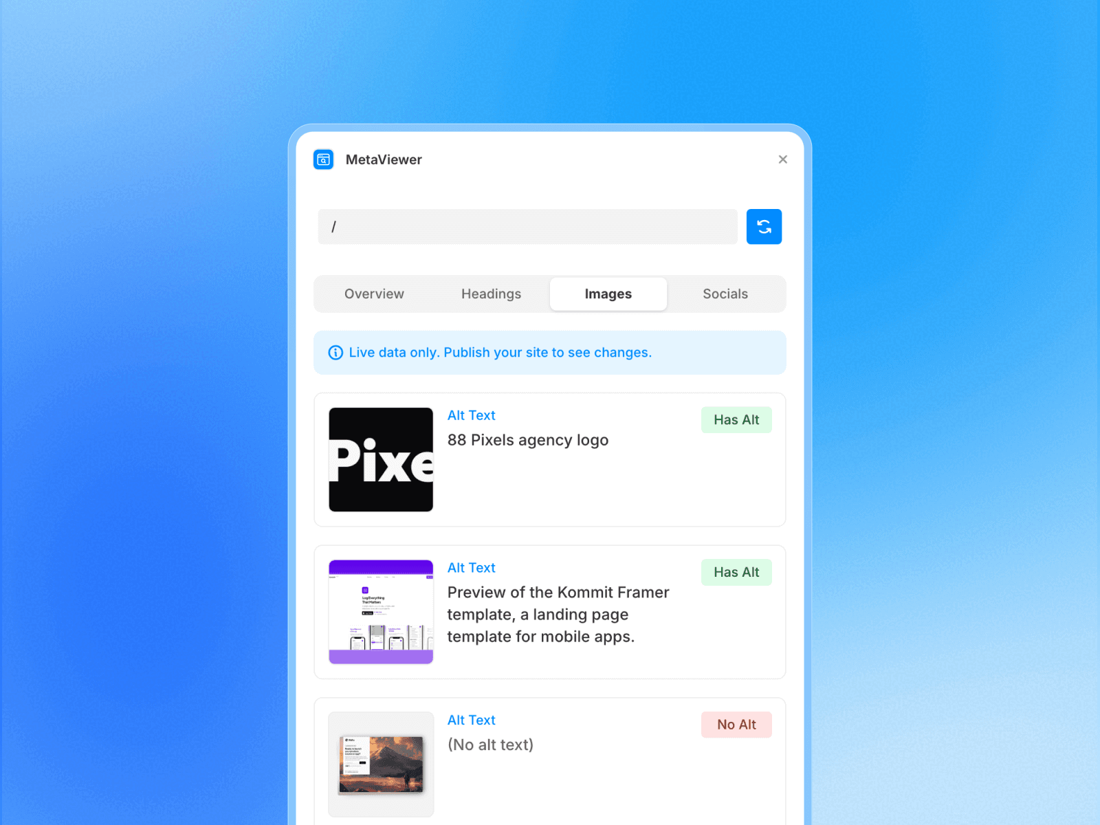 Preview of Metaviwer Images tab