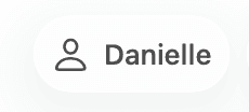 The client-details button in AirNote’s main toolbar, showing a person icon and Danielle’s first name.