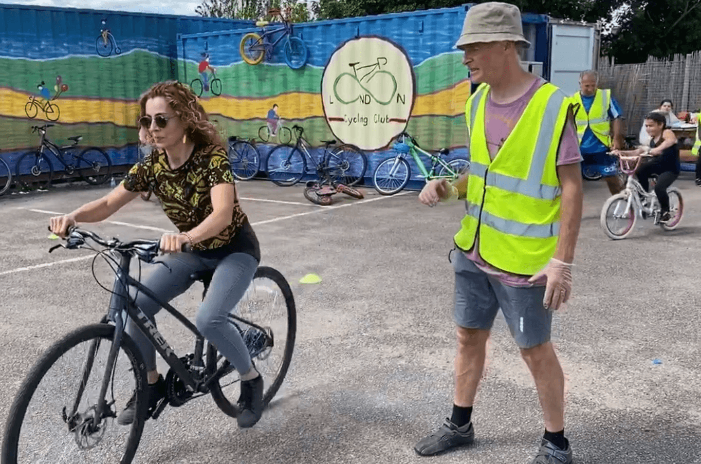 Employees unloading donations