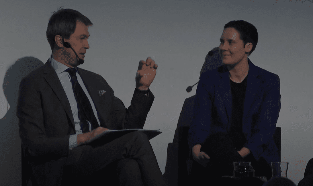 Tuulia Virhiä on a panel discussion with veteran Journalist and moderator, Peter Nyman