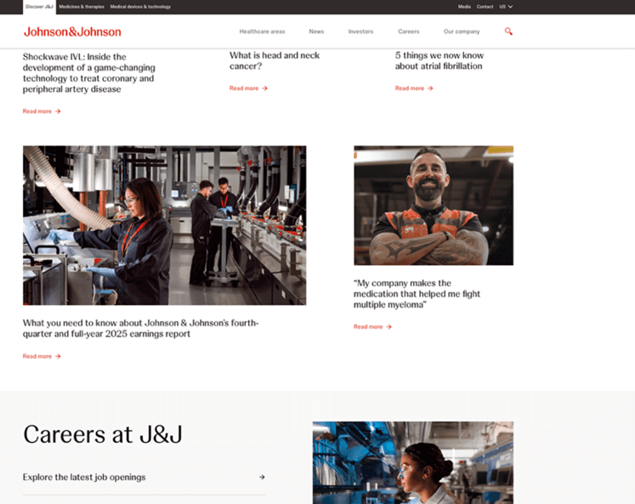 Paul's story featured on the Johnson and Johnson website