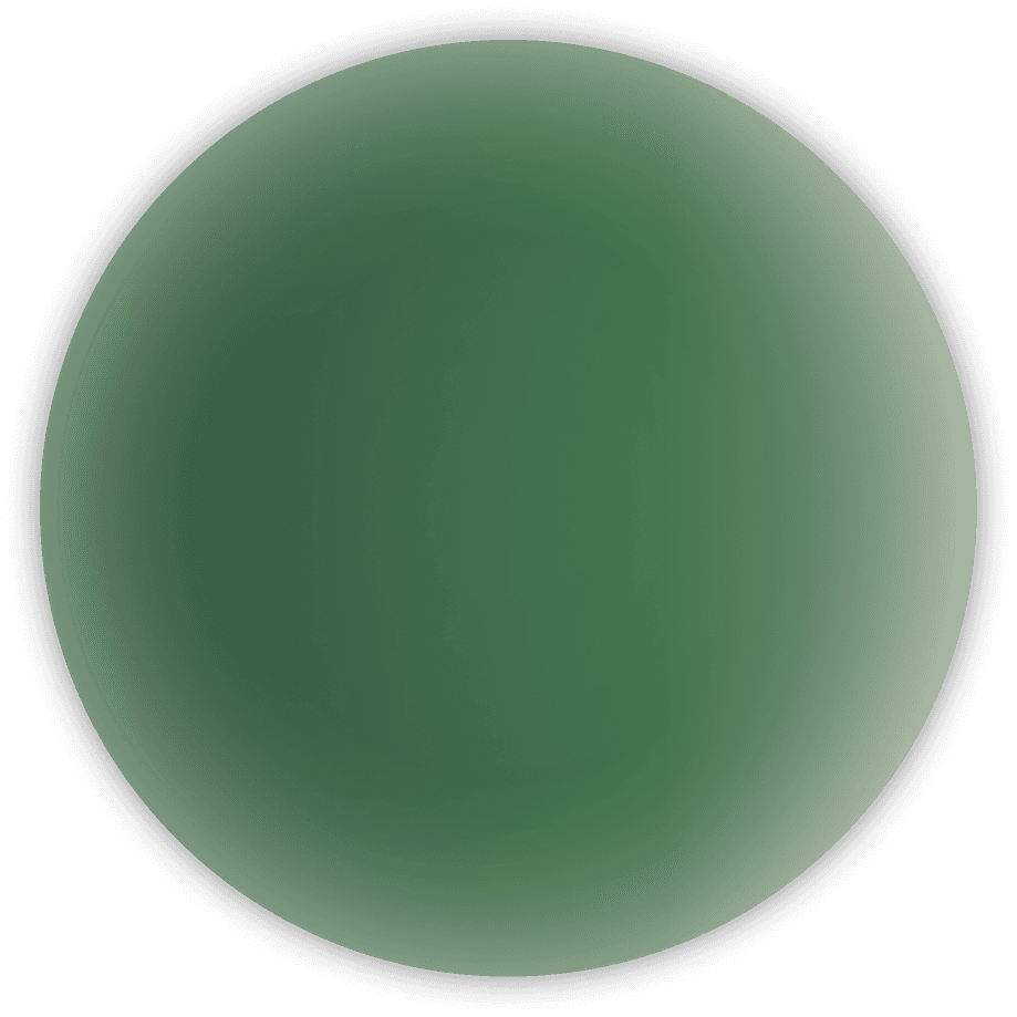 A green circle with a gradient colour ranging from dark green to a light grey green.