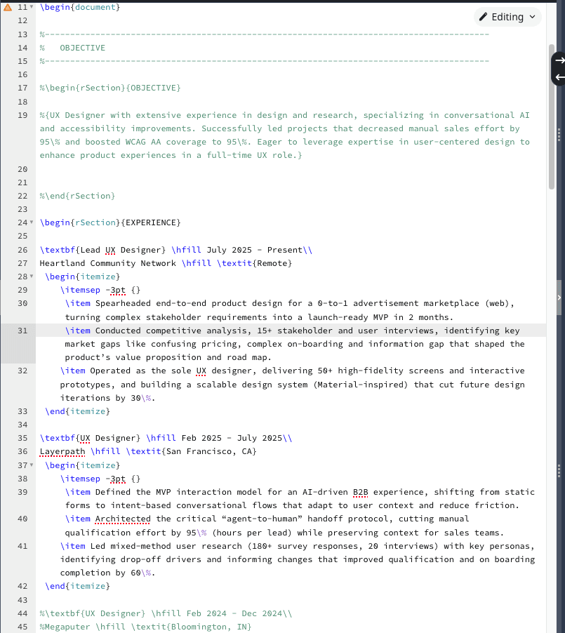 Image of a Latex editor