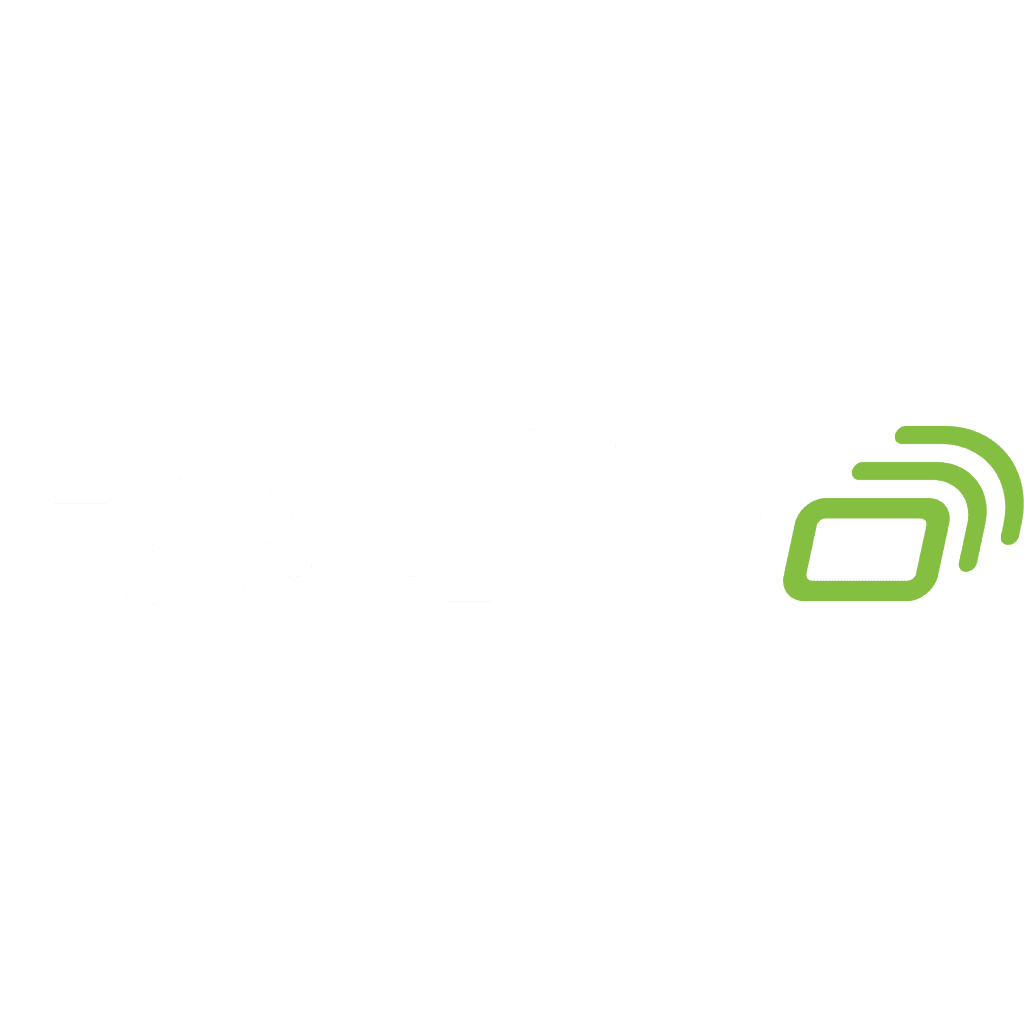 Logo of FastBill, featuring text in white and a distinctive green icon.