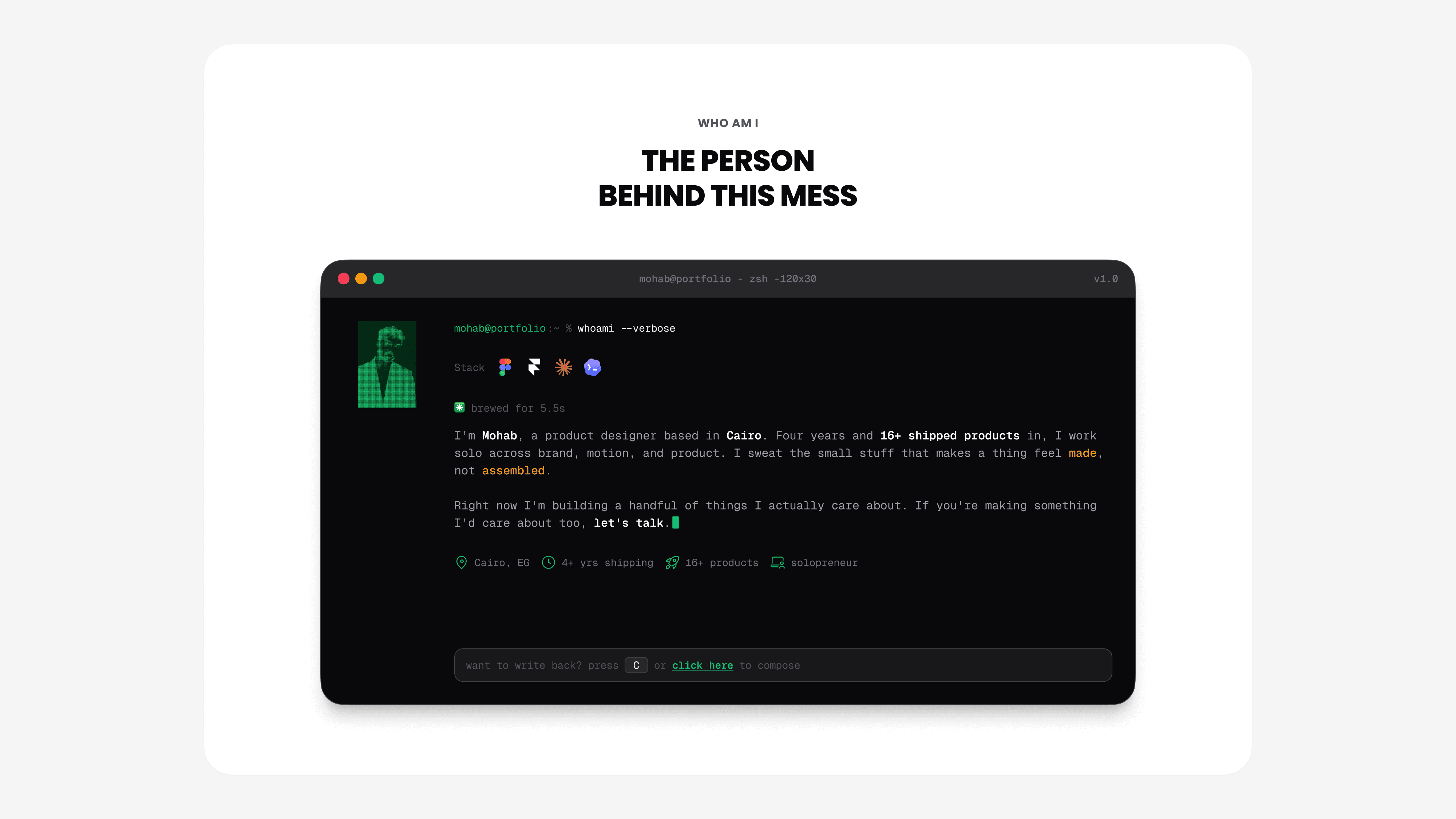 Mohab Portfolio project screen