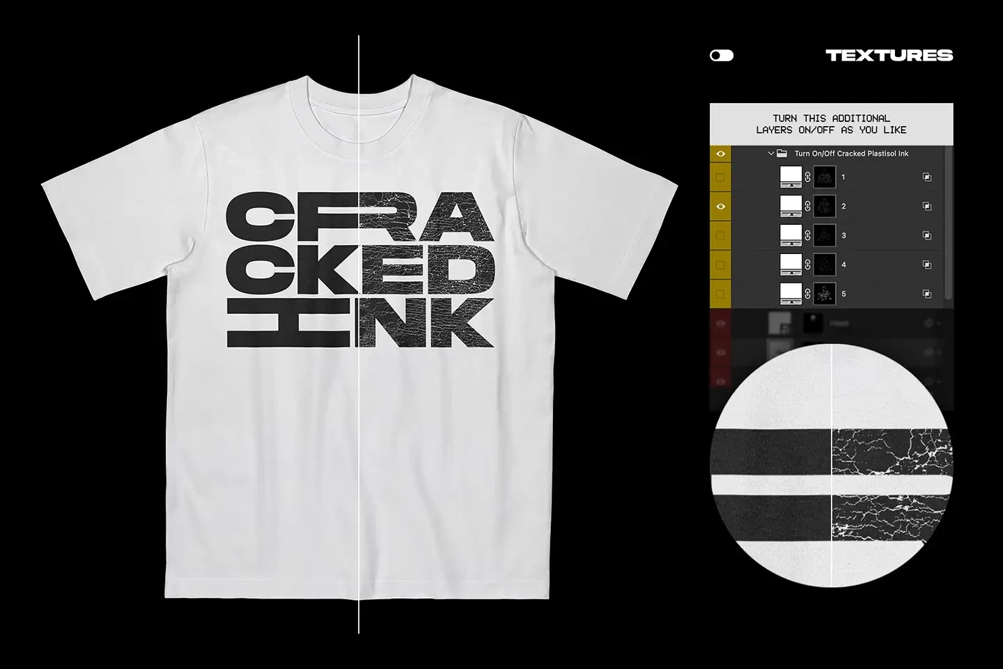 Stanley Stella Freestyler T-Shirt Flat Lay mockup cracked plastisol ink texture effect