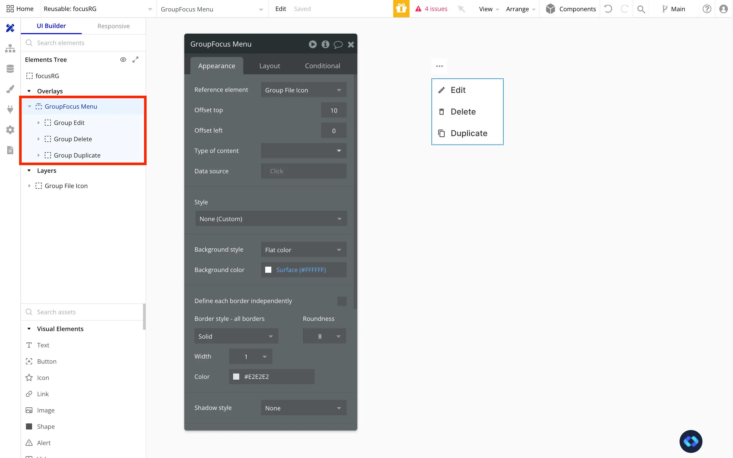 bubble.io groups focus in a repeating group