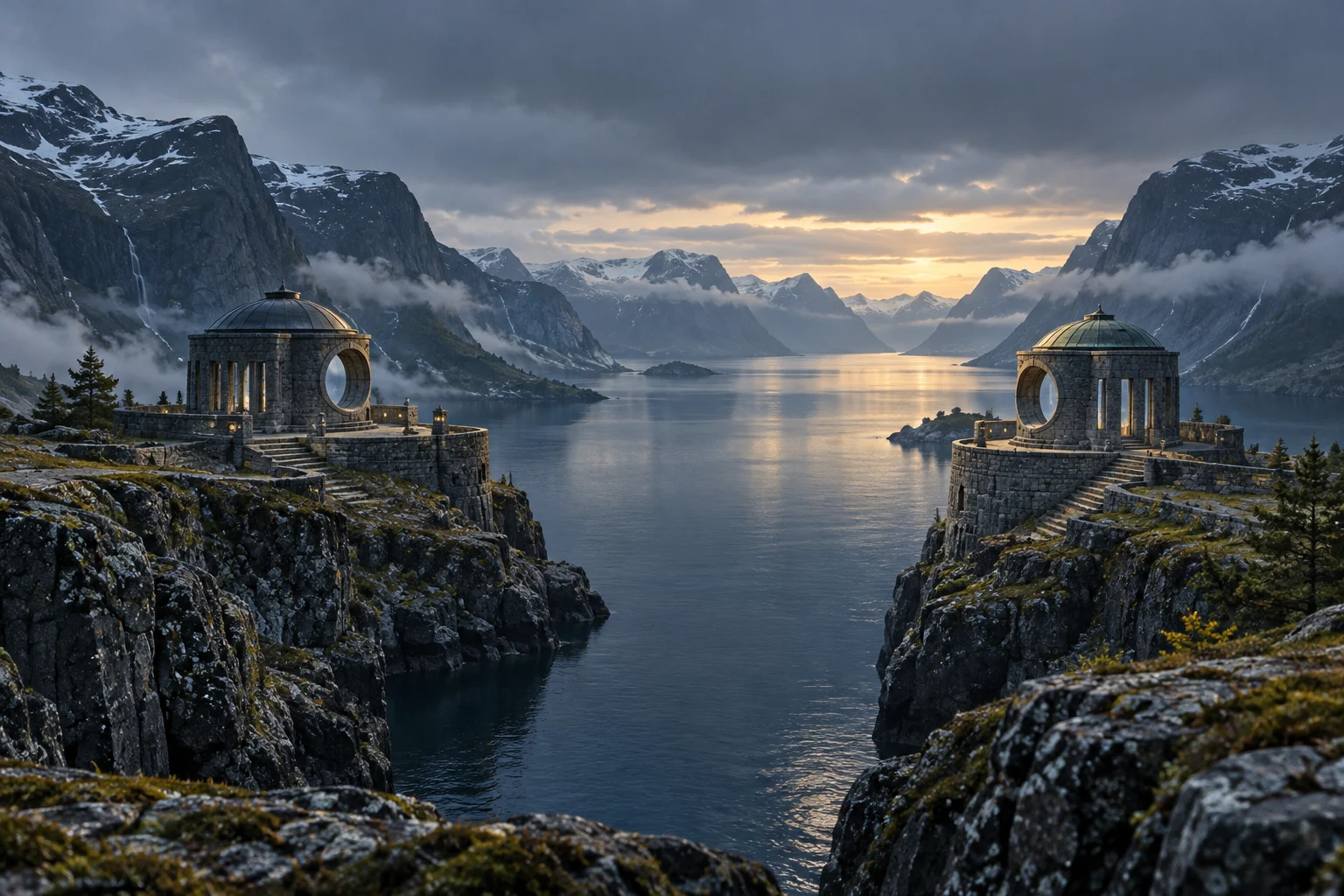 Two separate Nordic observatories overlooking the same horizon, a visual metaphor for independent validation.