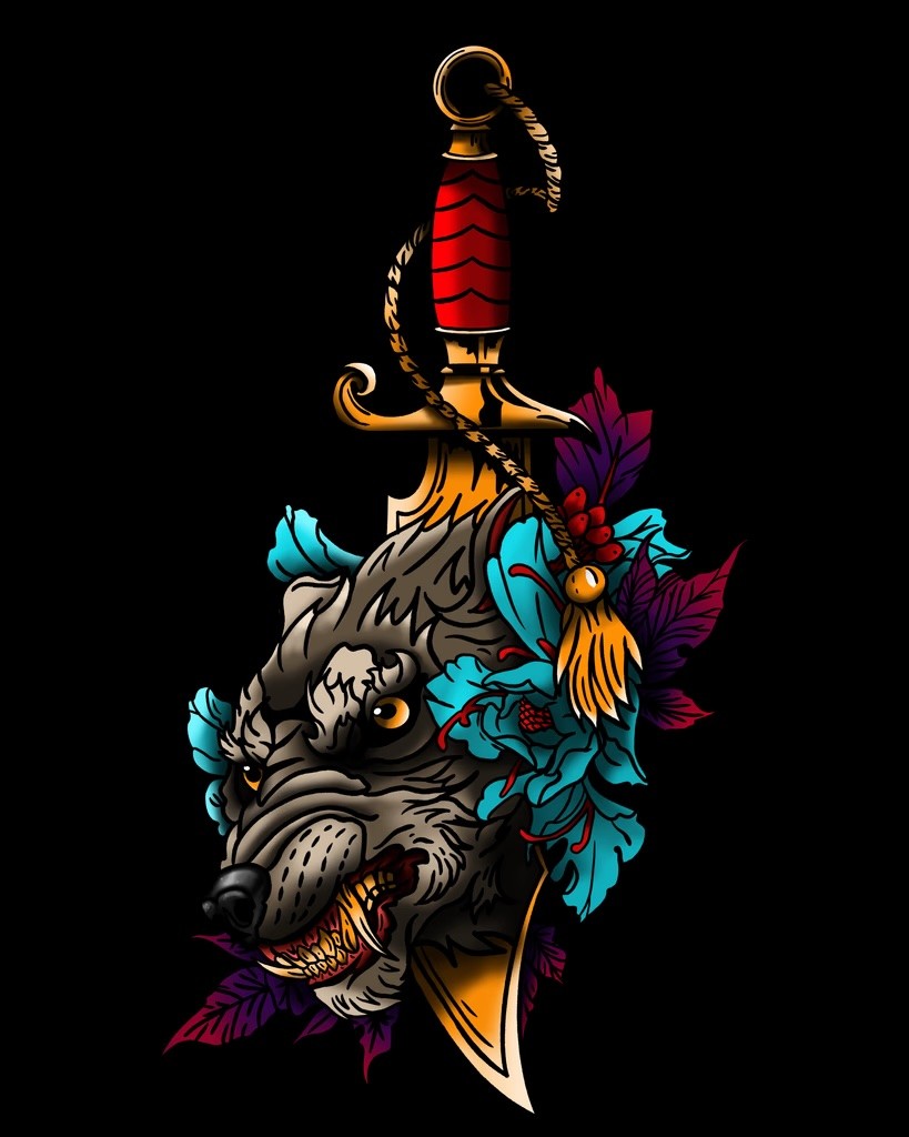 Wolf Dagger Illustration