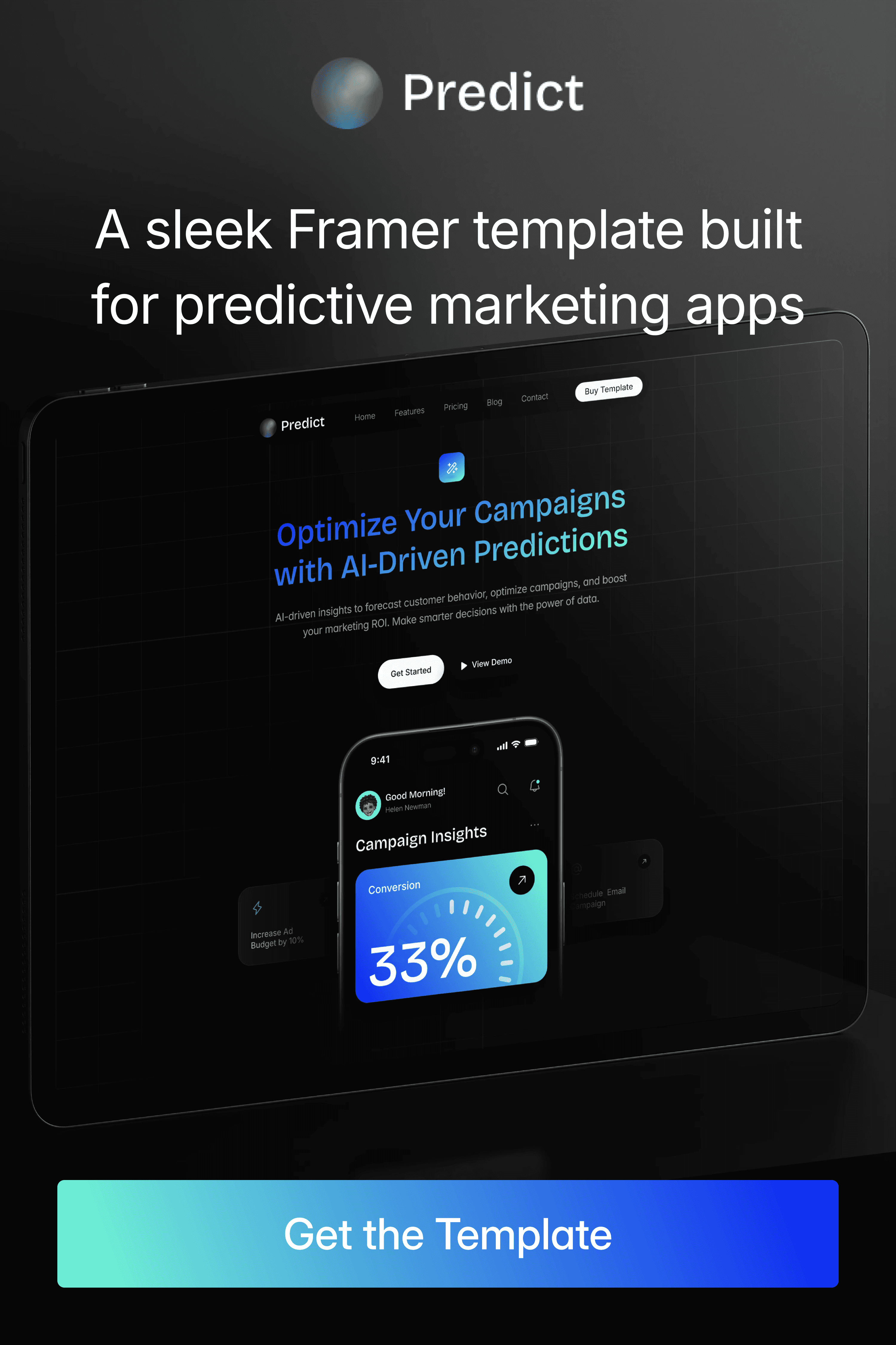 A sleek Framer template built for predictive marketing apps