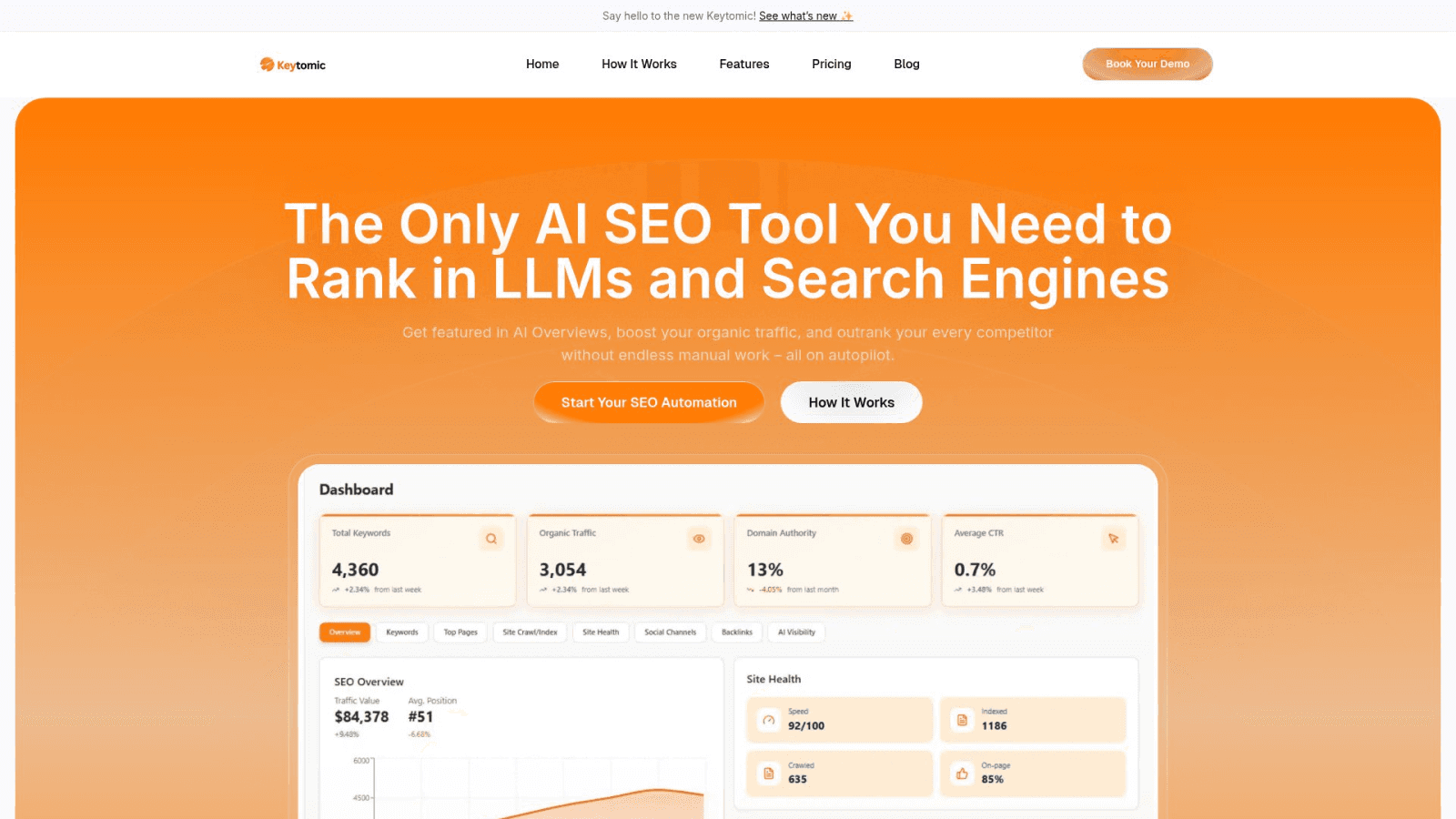 Keytomic dashboard screenshot showing a primary project view