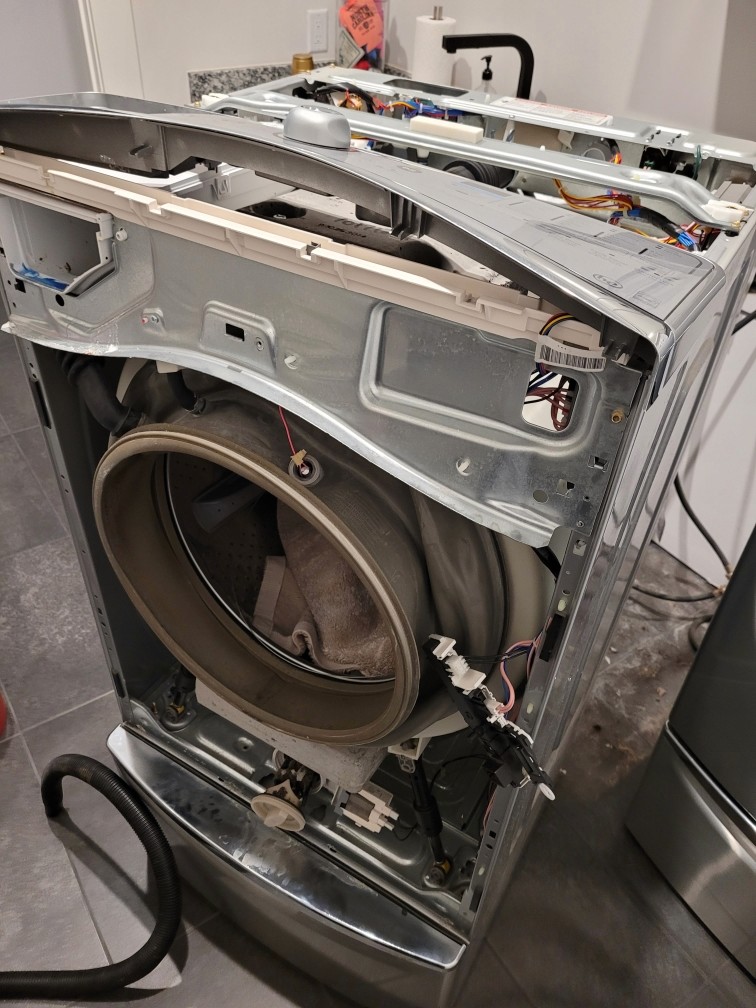Washing machine in pieces