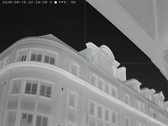 LWIR thermal capture — ornate architecture