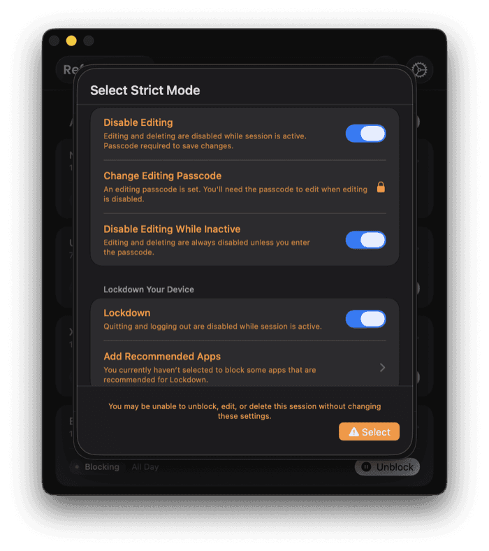 Disable Unblocking in Refocus for Mac