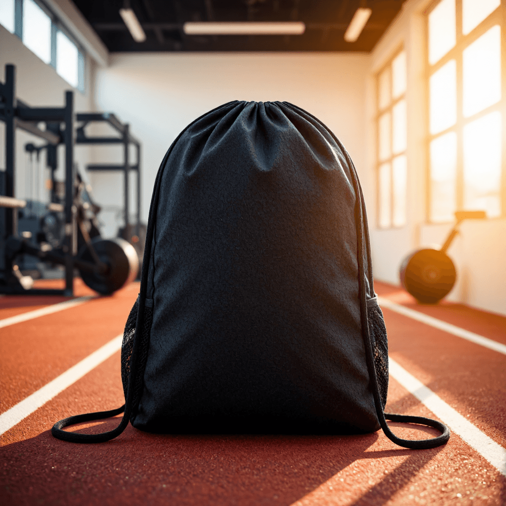 product photography of a drawstring backpack for casual use