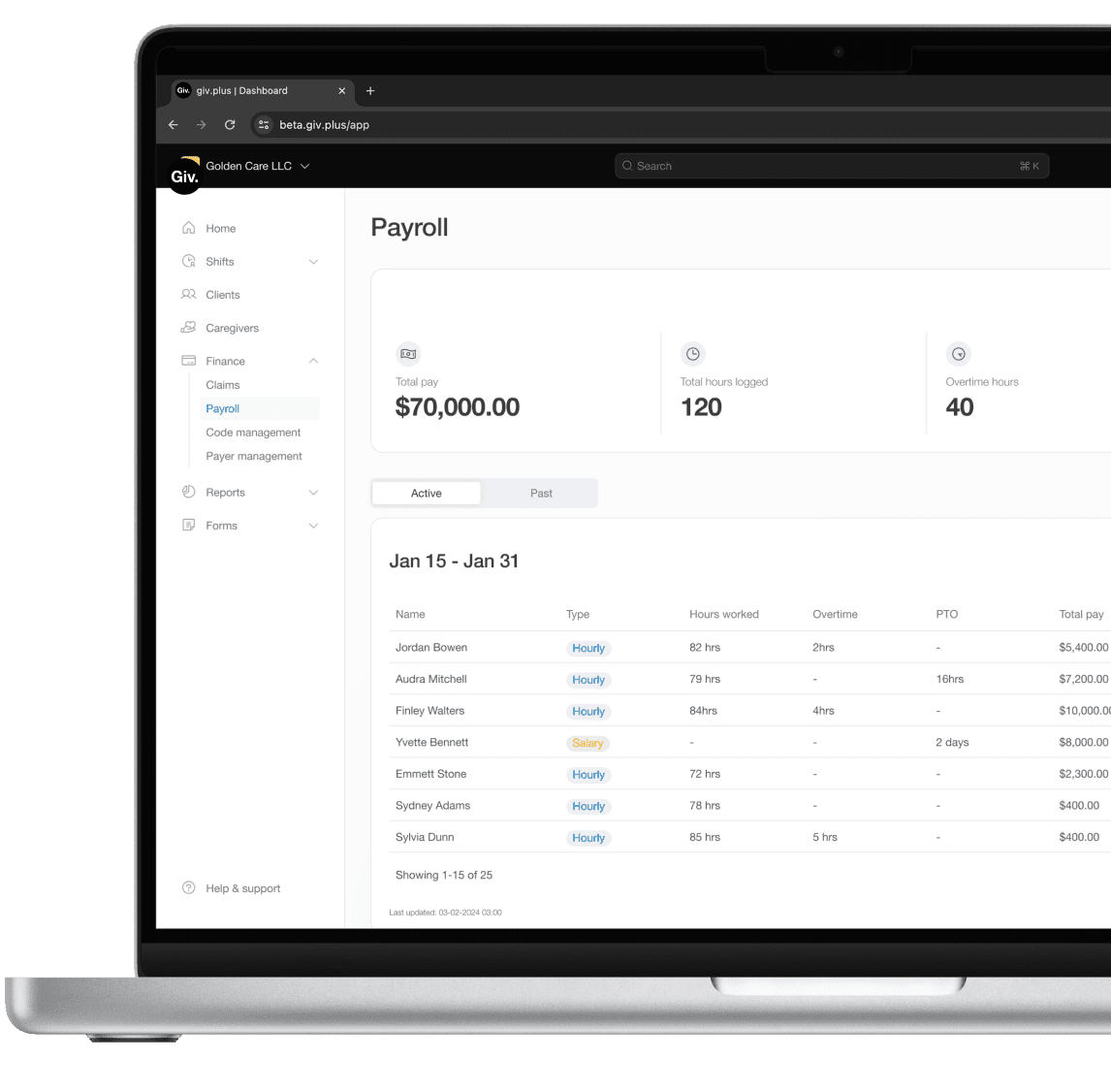 Giv payroll software.