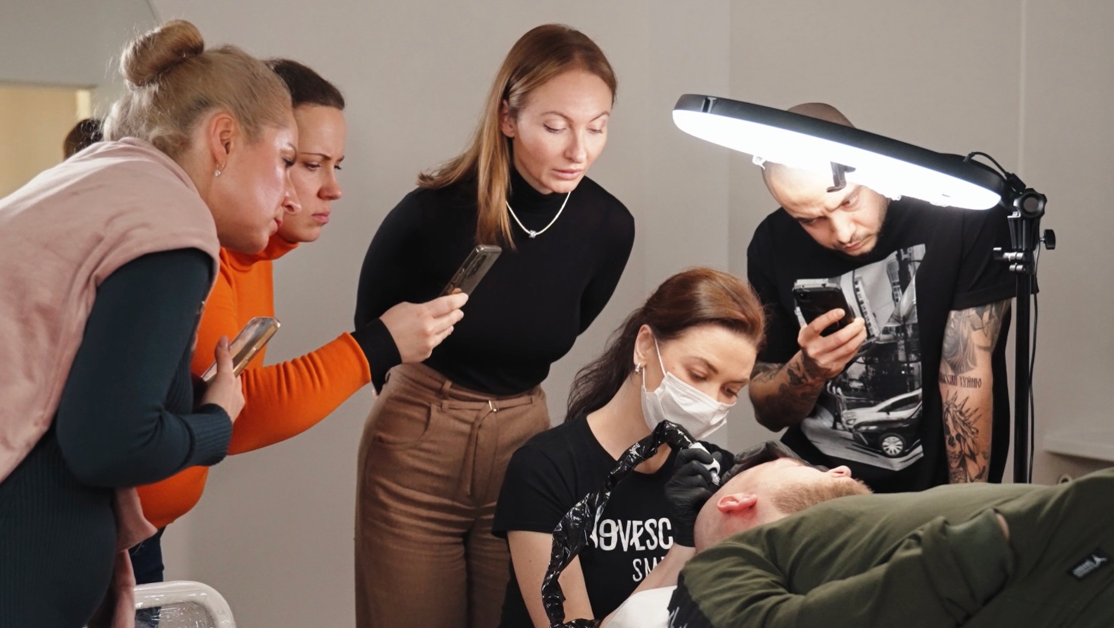 Group of three friends at a mindfulness retreat center