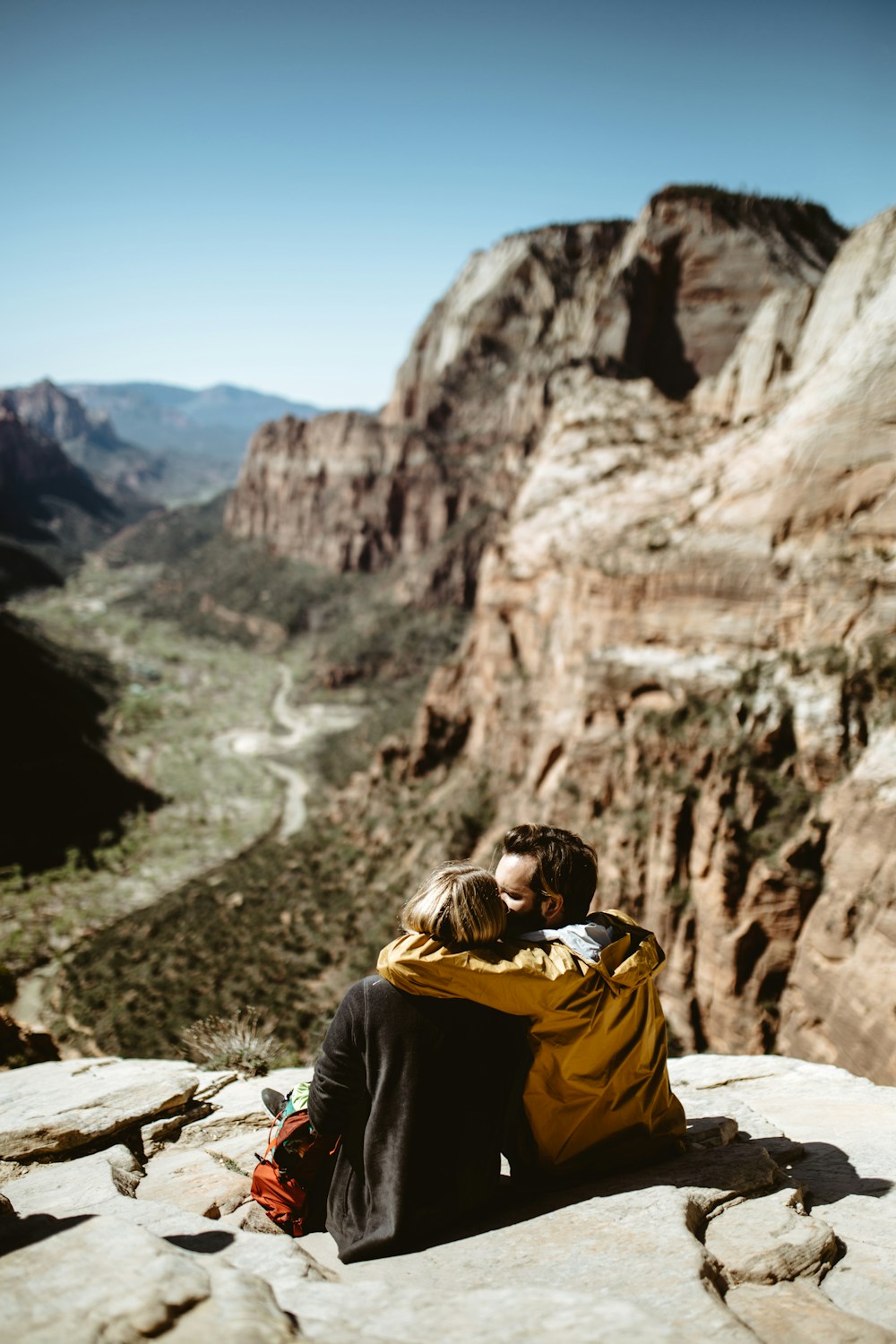 Couple exploring a mountain landscape