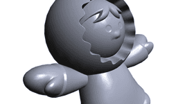 Grey 3D model of an Anooki with outstretched arms