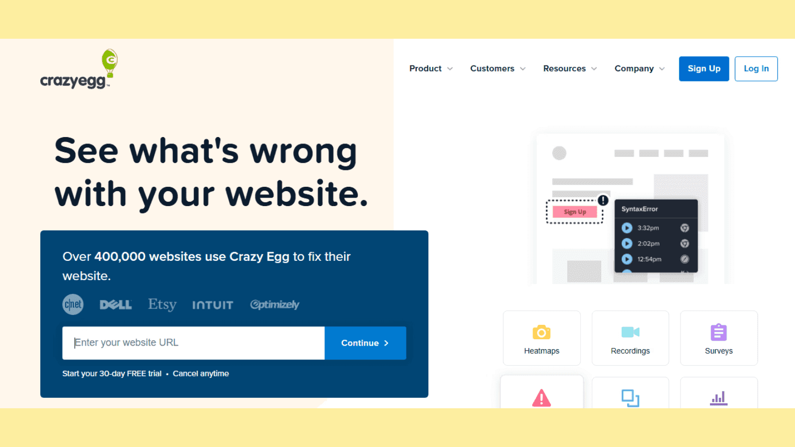 webpage of Crazy Egg: a tool for conducting a CRO audit