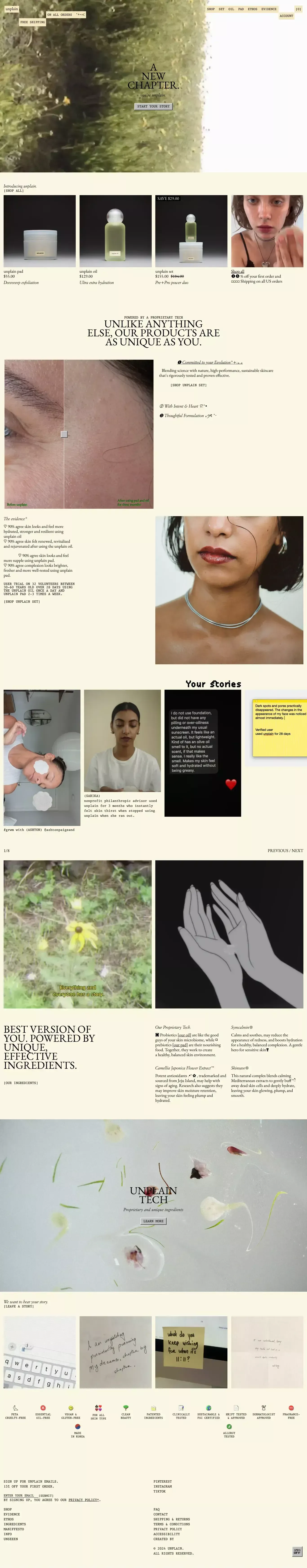 You’re unlike the others ecommerce page screenshot showcasing Beauty and Ecommerce design