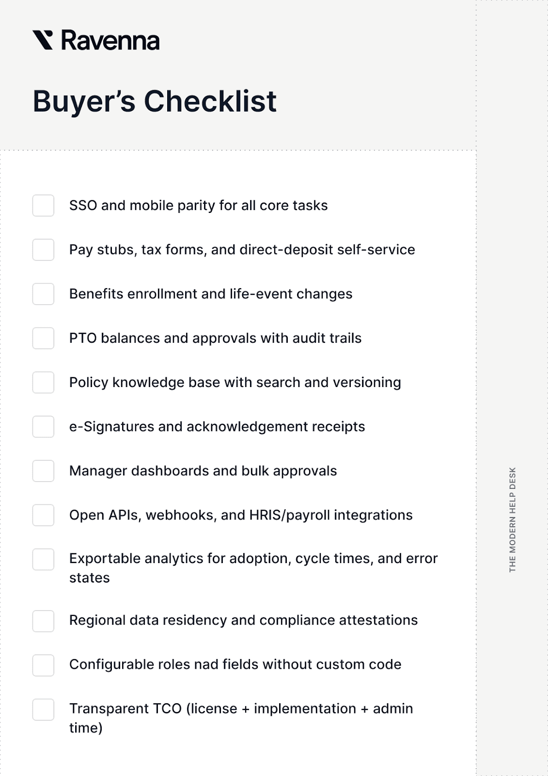 Buyer's checklist for employee self service software
