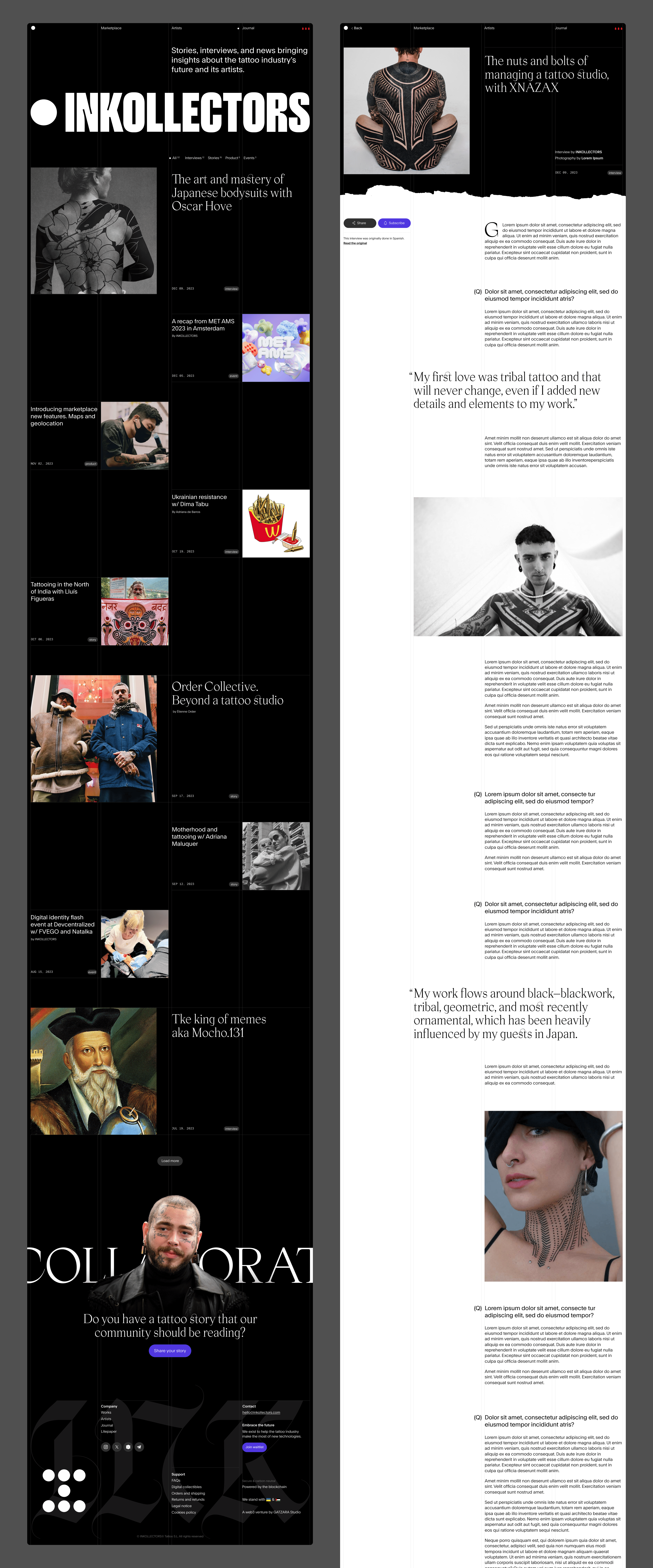 INKOLLECTORS blog and article pages.