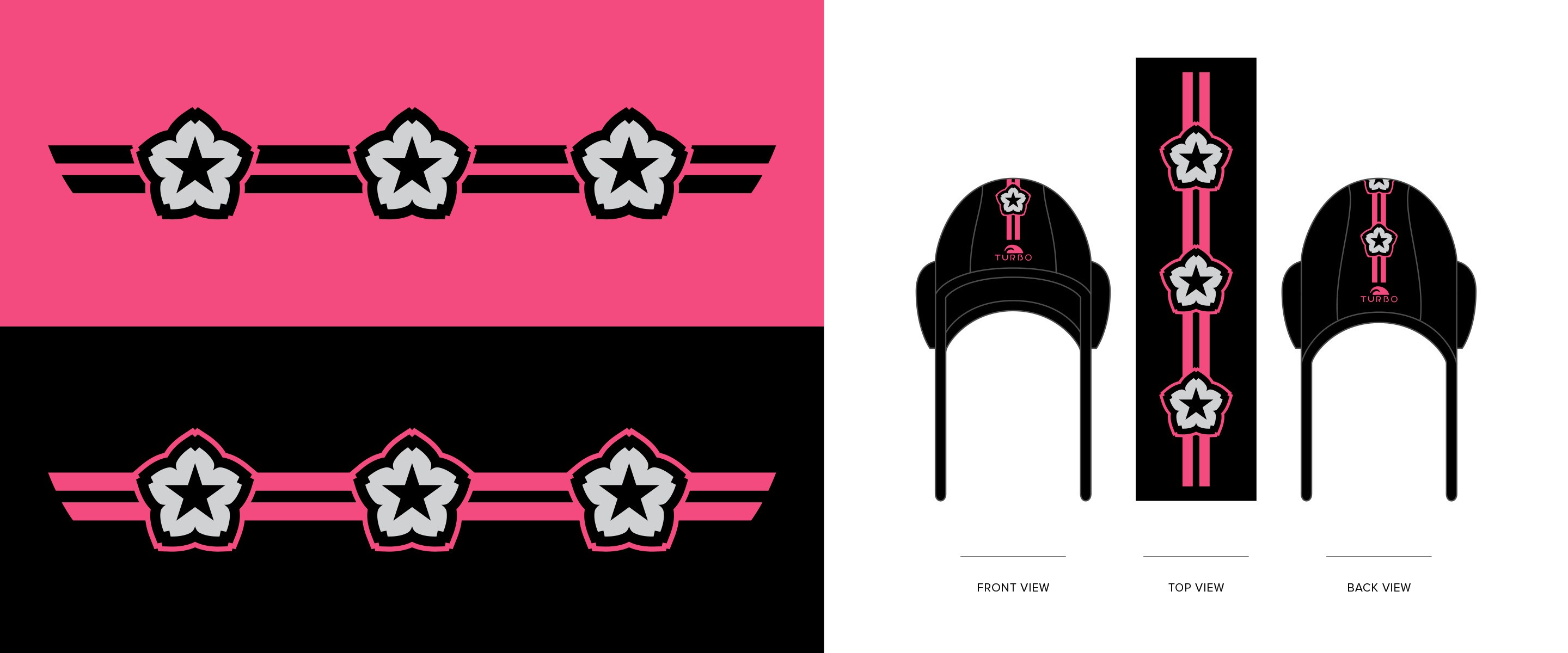 Blossoms Water Polo Club swim cap mock up and shirt branded graphic.