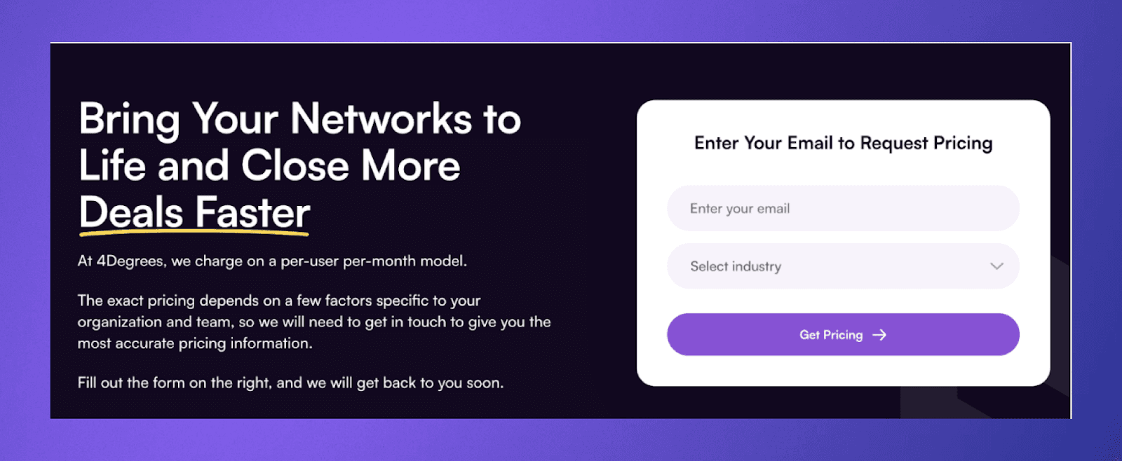 4Degrees Pricing Breakdown