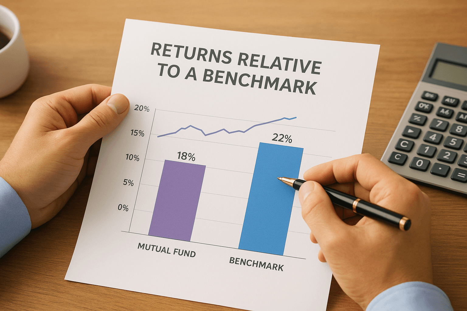 Returns relative to a benchmark, not just absolute numbers