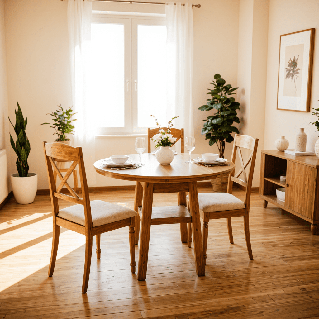 product photography of wooden dining set